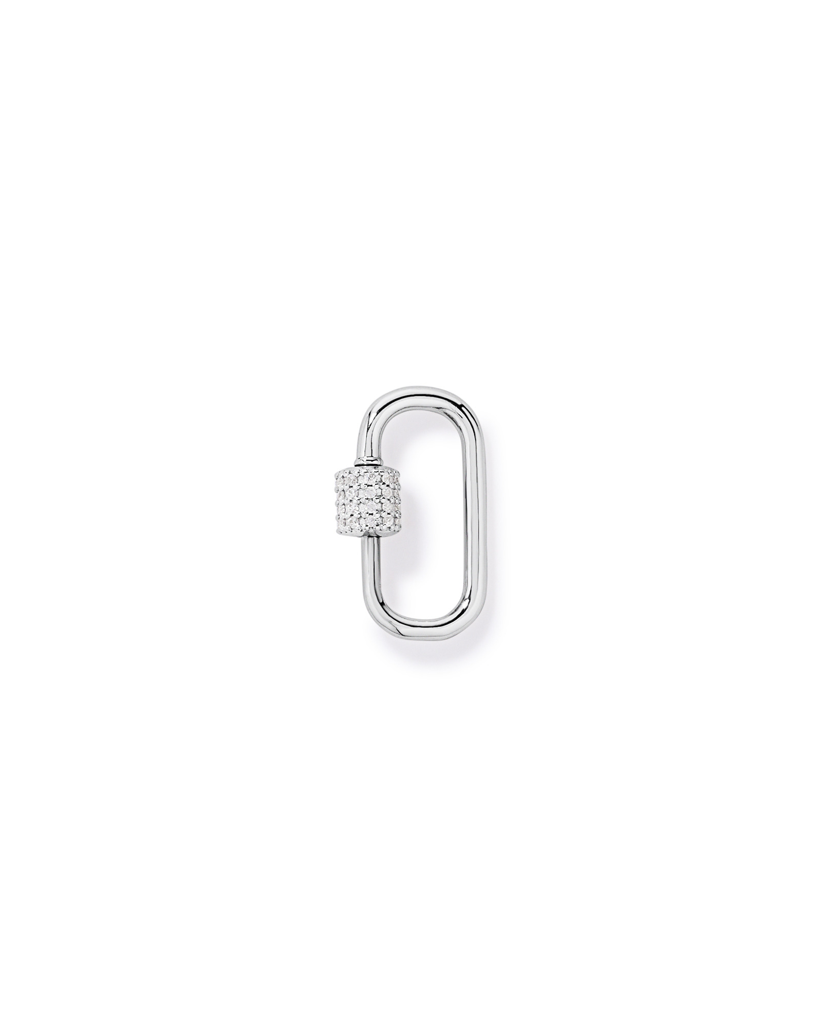 Carabiner Micro Connector with Pavé Cubic Zirconia in Sterling Silver