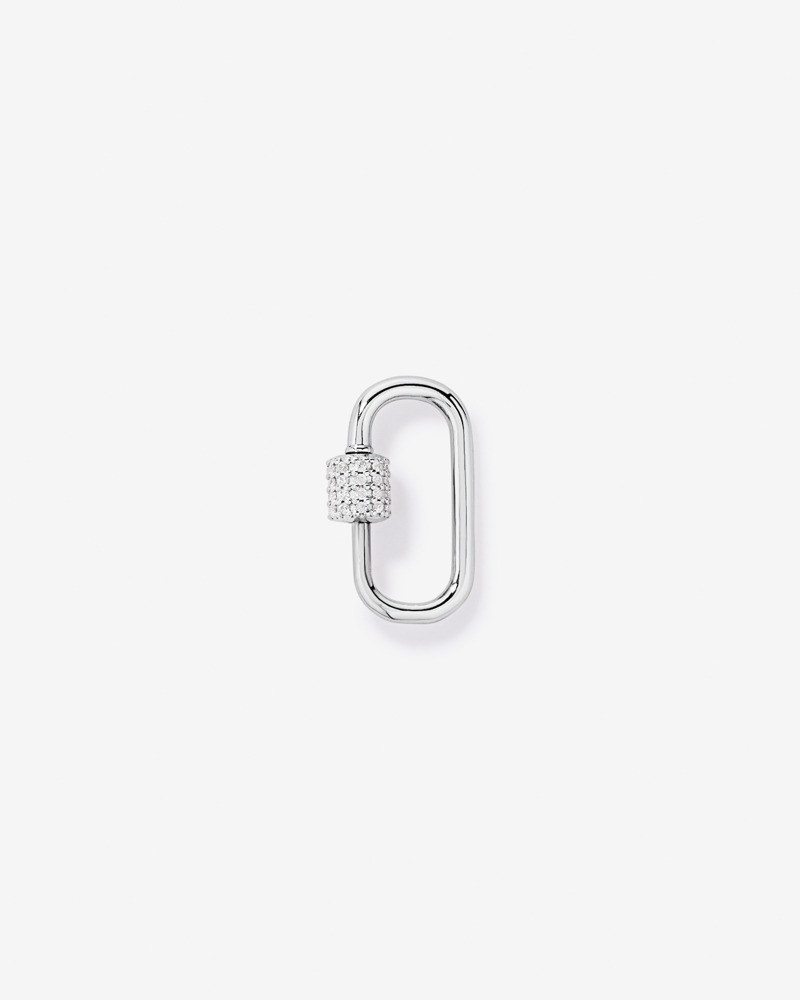 Carabiner Micro Connector with Pavé Cubic Zirconia in Sterling Silver