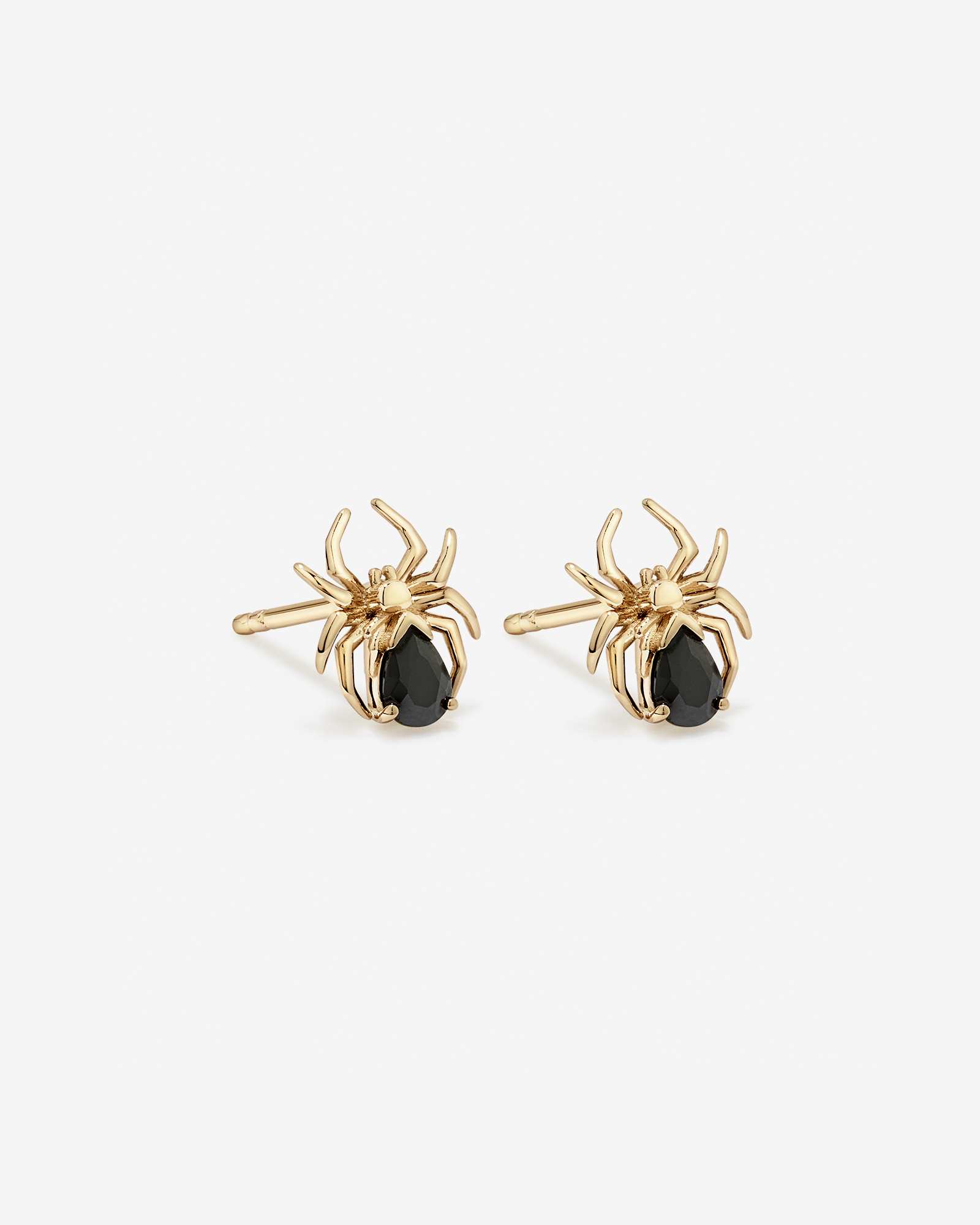 Spider Stud Earrings with Black Cubic Zirconia in 18kt Yellow Gold Vermeil