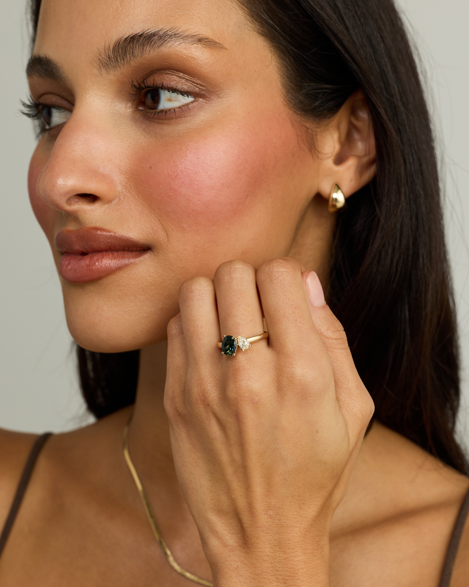 Bague australienne Parti Sapphire & 0,30 carat TW en diamant Toi et moi or jaune 10 carats