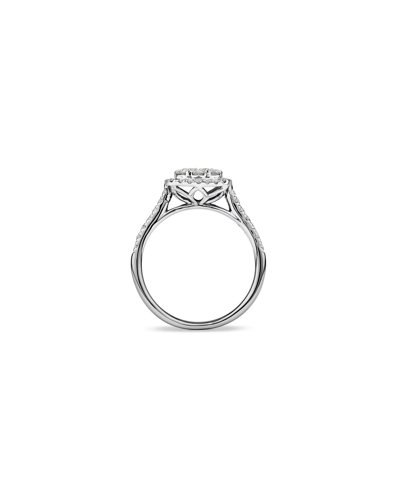 Bague à halo carré en or blanc 10 K avec pavé de diamants totalisant 0,75 ct