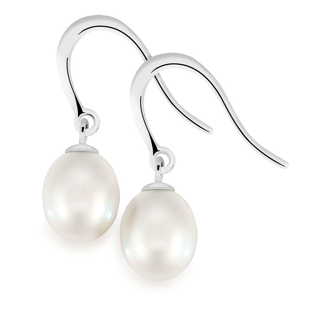 Drop Earrings with Cultured Freshwater Pearl in Sterling Silver