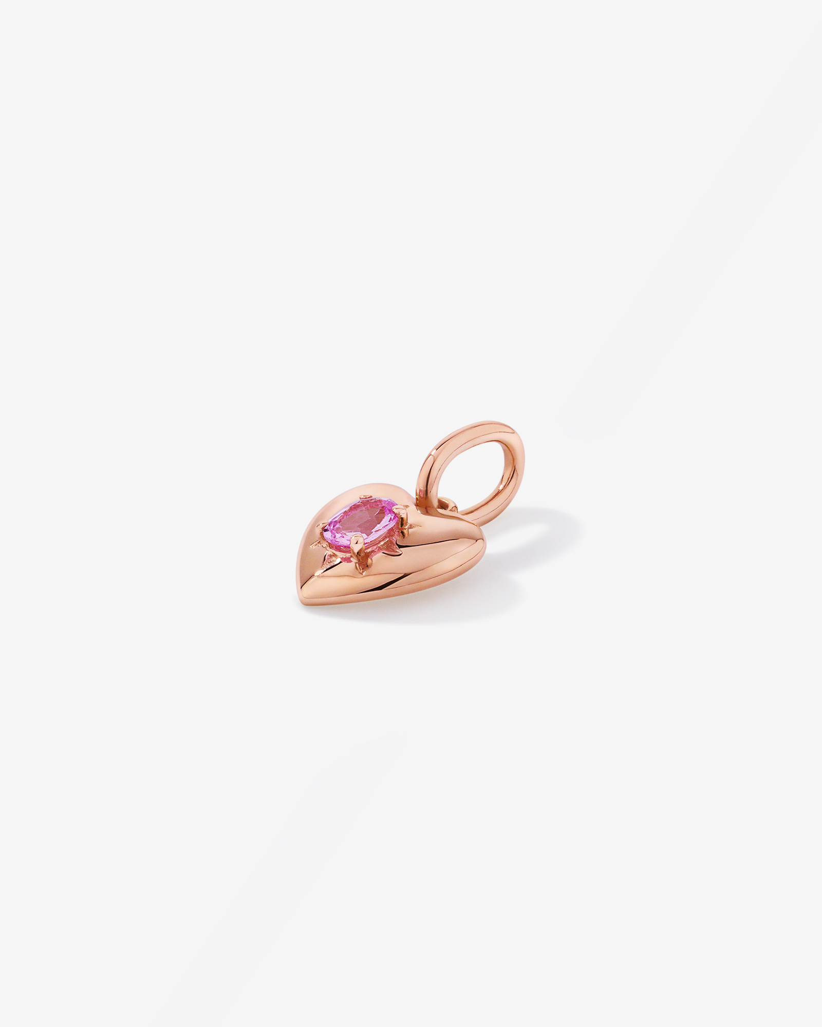 Heart Created Pink Sapphire Pendant in 10kt Rose Gold