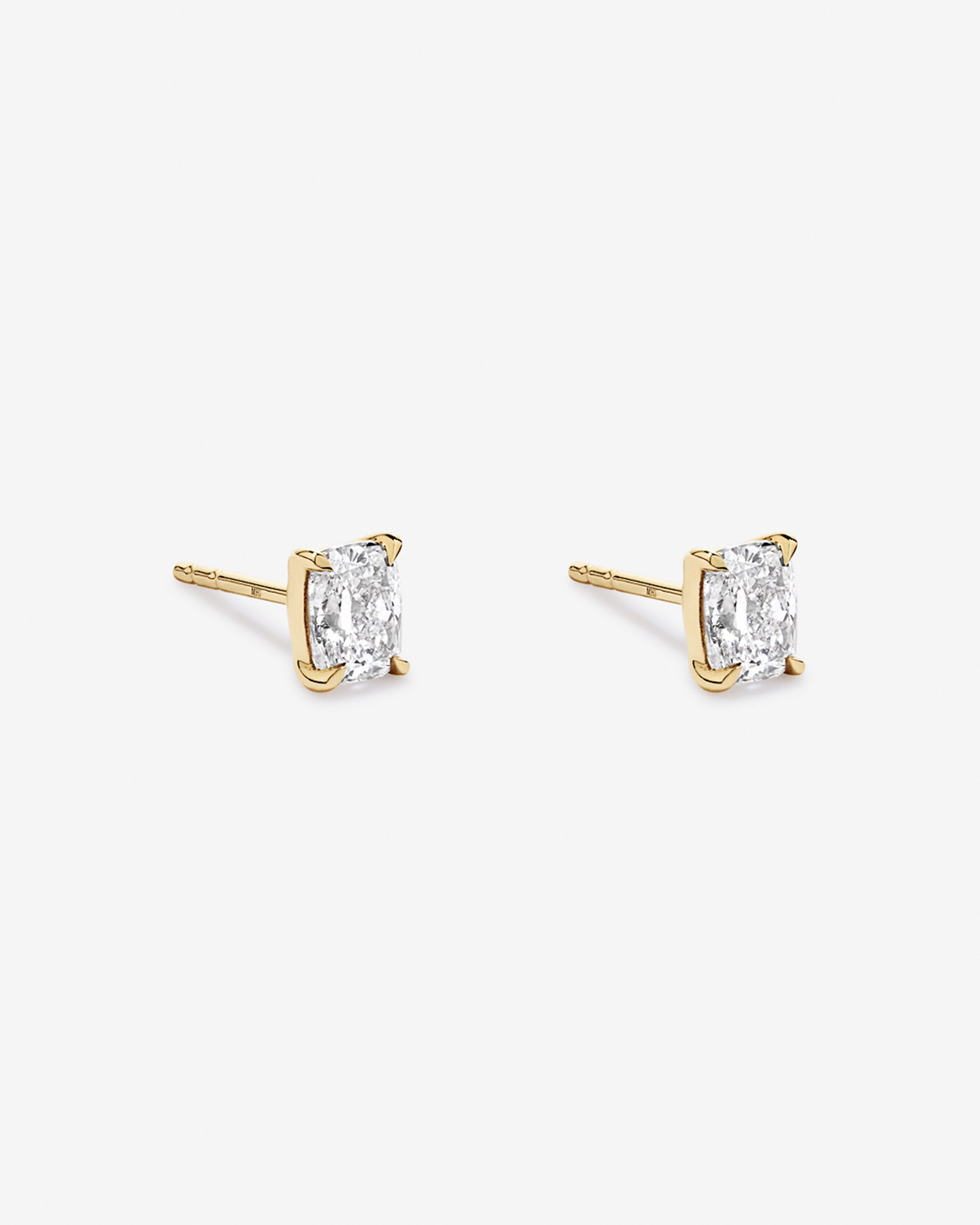 1.00 Carat TW Laboratory-Grown Diamond Cushion Stud Earrings in 10kt Yellow Gold