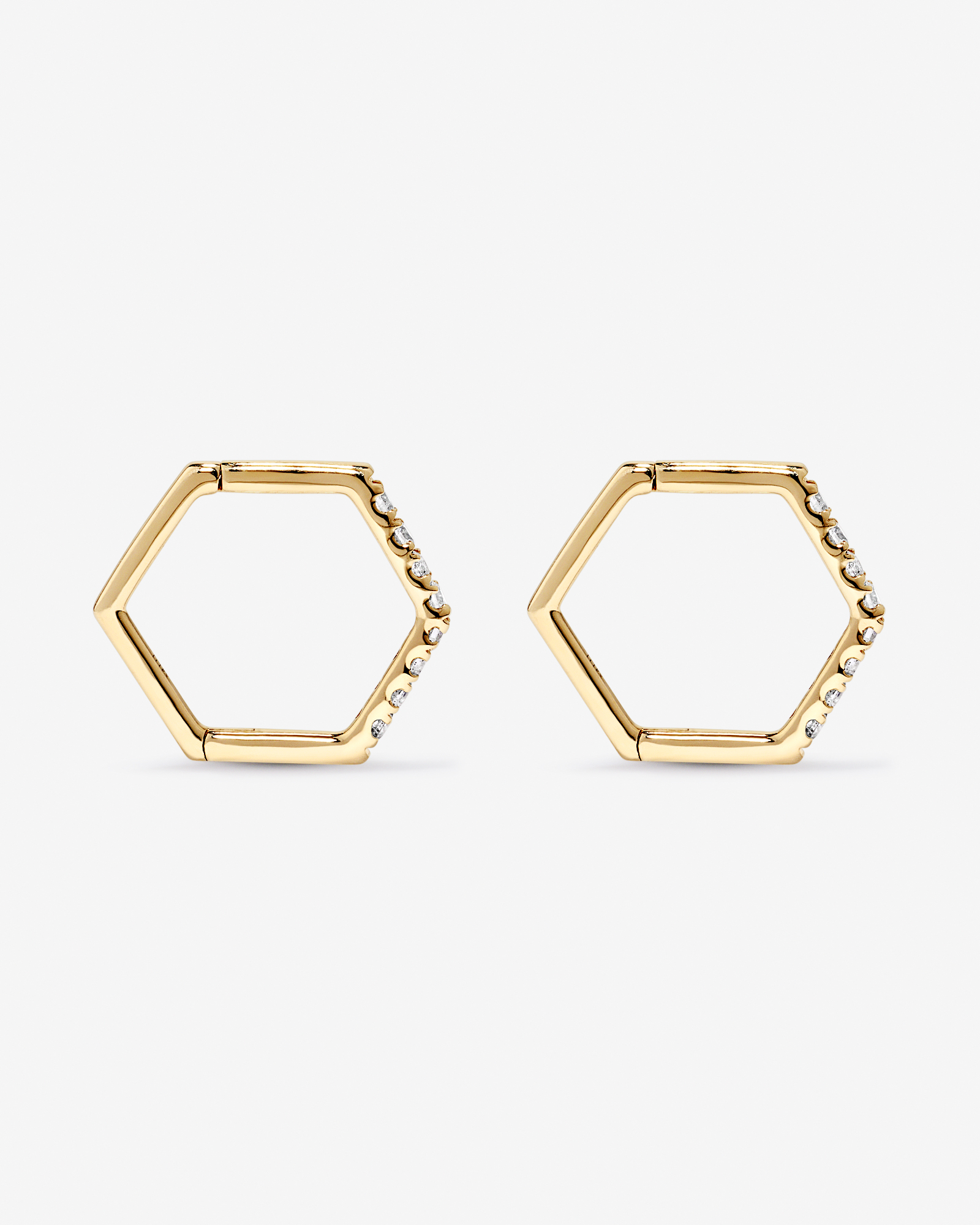 Boucles d’oreilles à cerceaux en diamant en angle en or 10 carats
