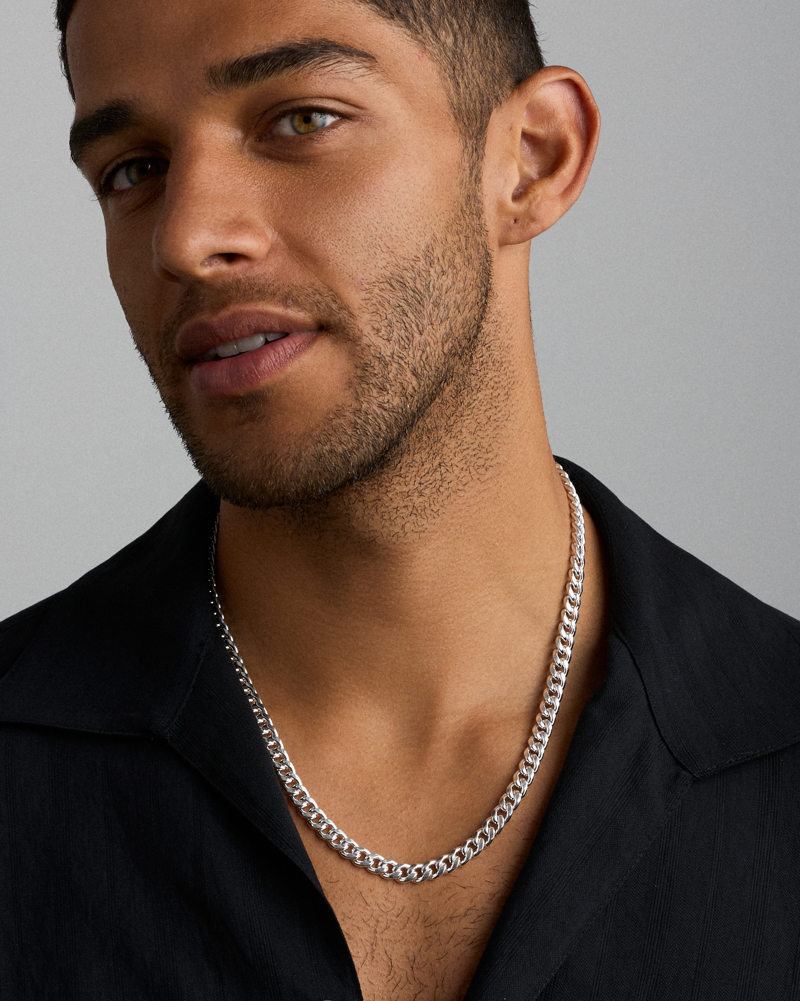 Chaîne à maillons gourmette en argent sterling de 55 cm, largeur de 7 mm Miami