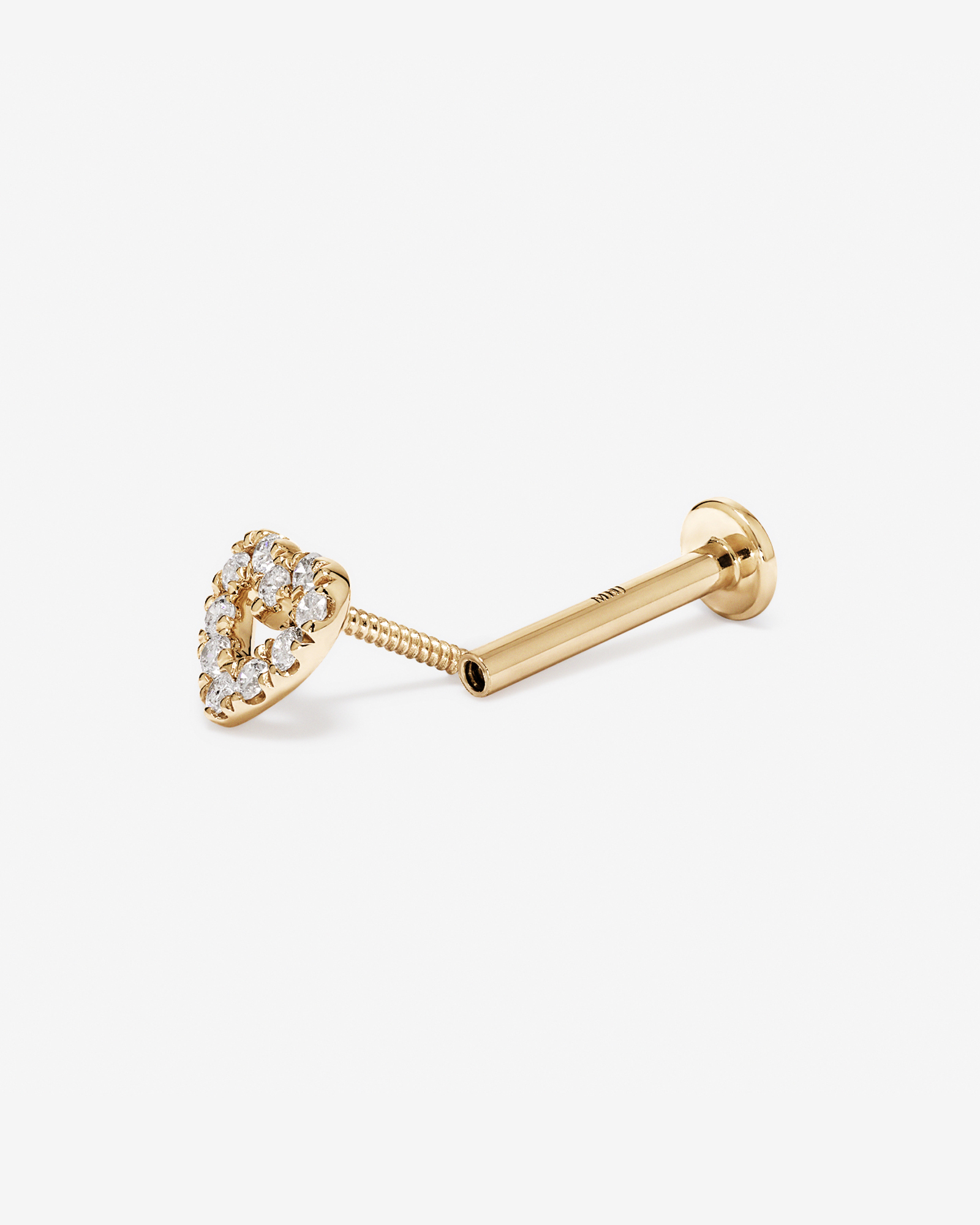 Heart Helix Single Stud Earring with 0.04 Carat TW of Laboratory-Grown Diamonds in 10kt Gold