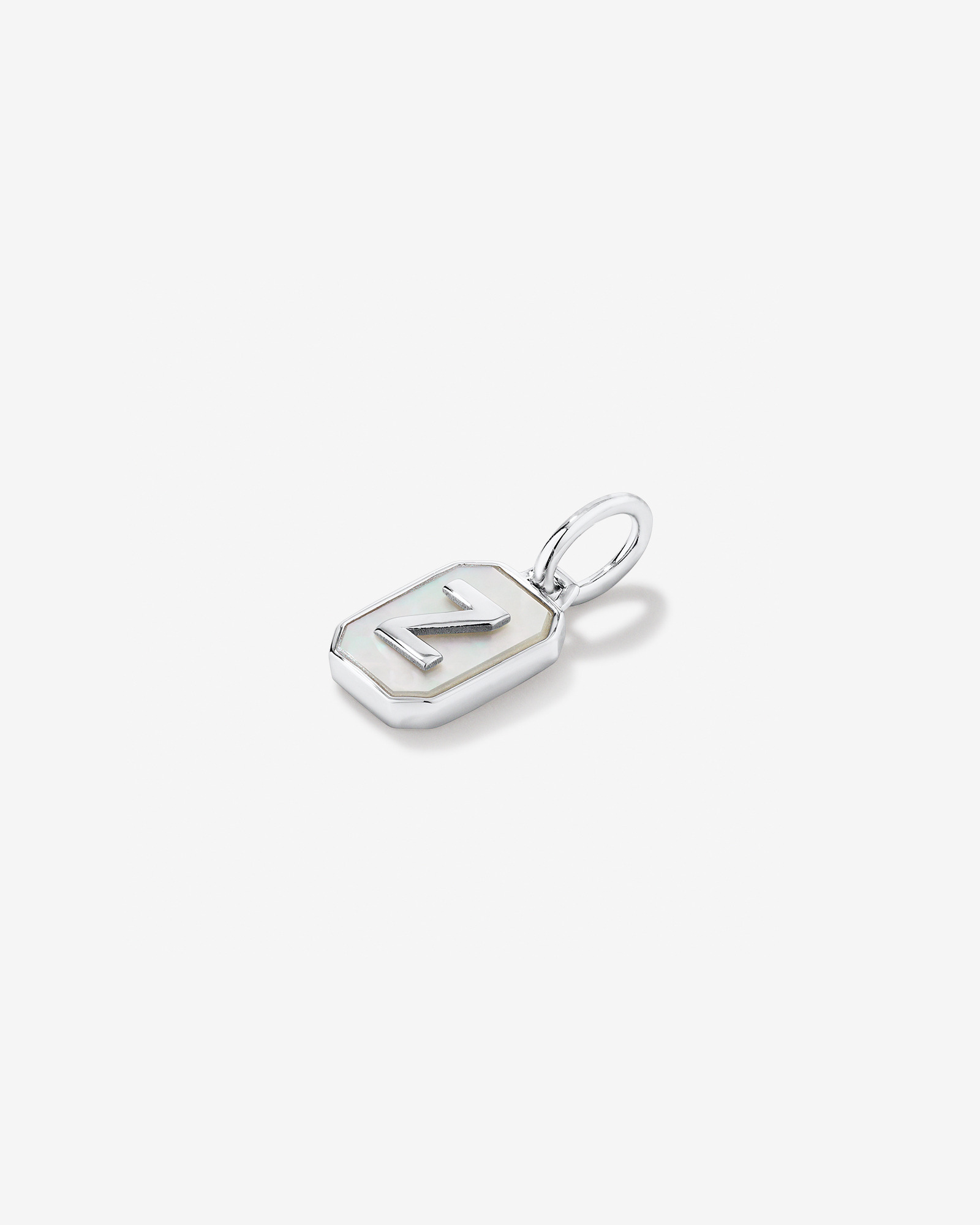 Letter Z Mother of Pearl Initial Pendant in Sterling Silver