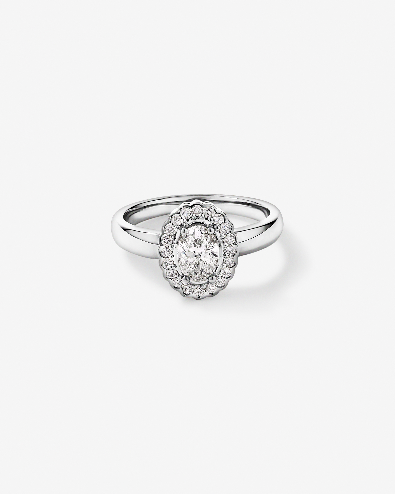 Carat TW Oval Diamond Floral Halo Ring 14kt White Gold