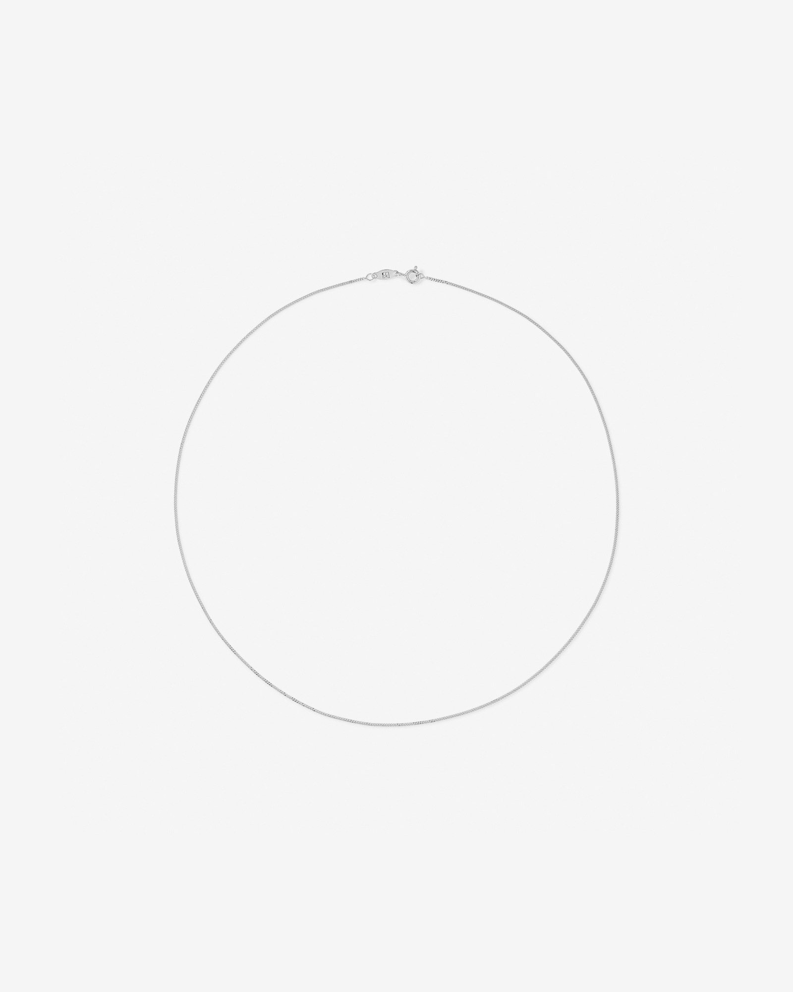 55cm (17") 1.05mm Width Solid Diamond Cut Curb Chain in 10kt White Gold