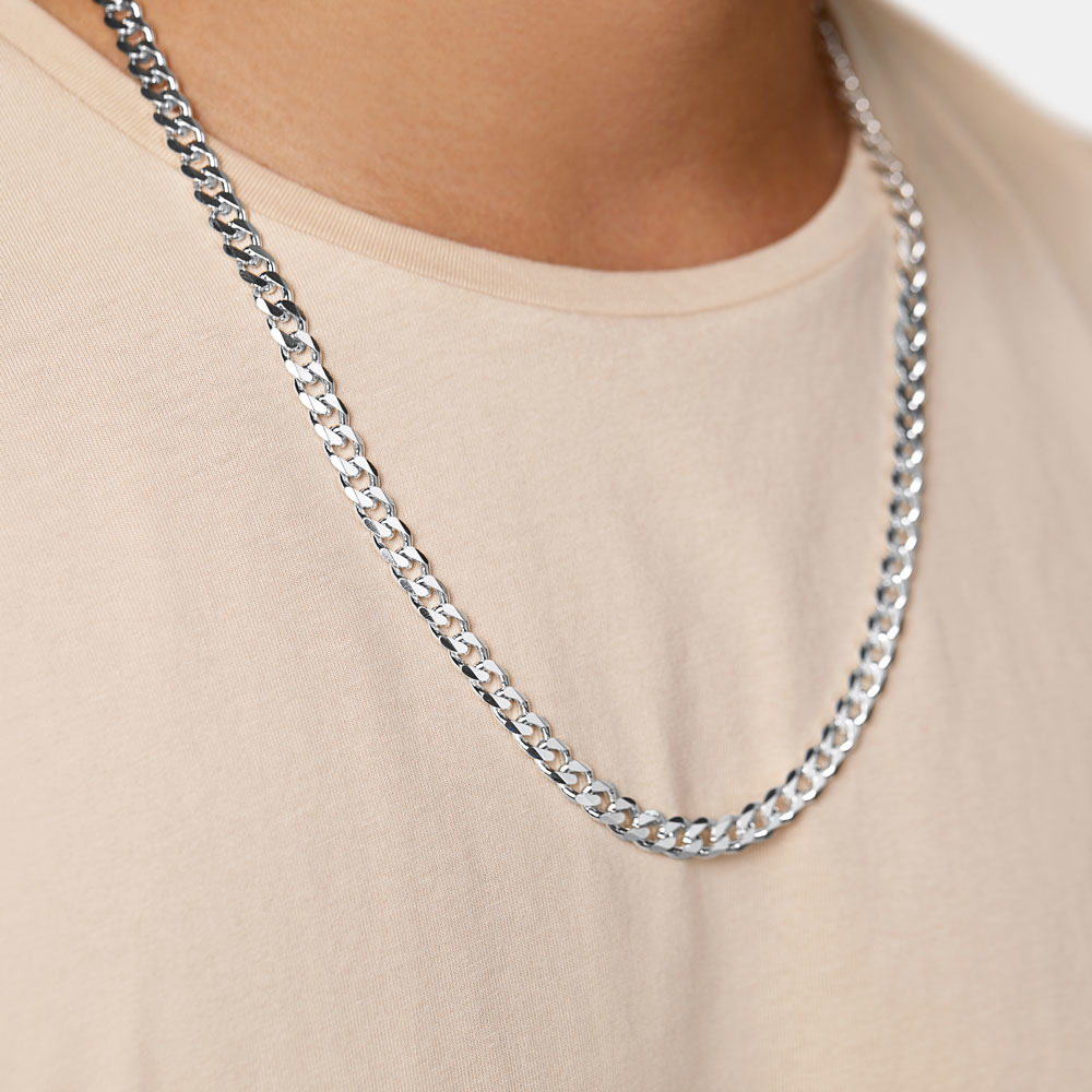 60cm (24") 7.2mm Width Curb Chain in Sterling Silver