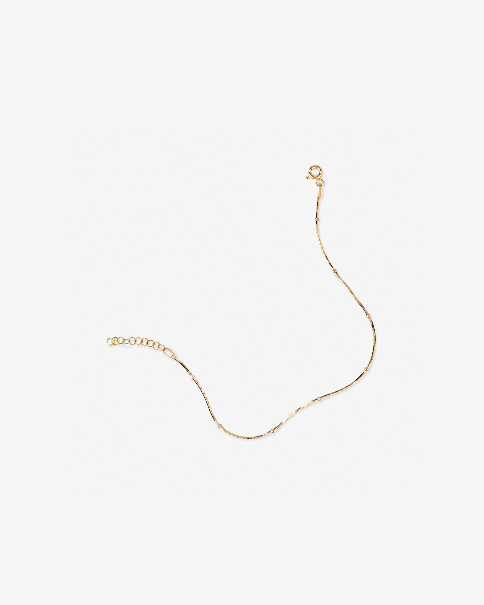 Snake & Bead Station Bracelet in 10kt Yellow Gold