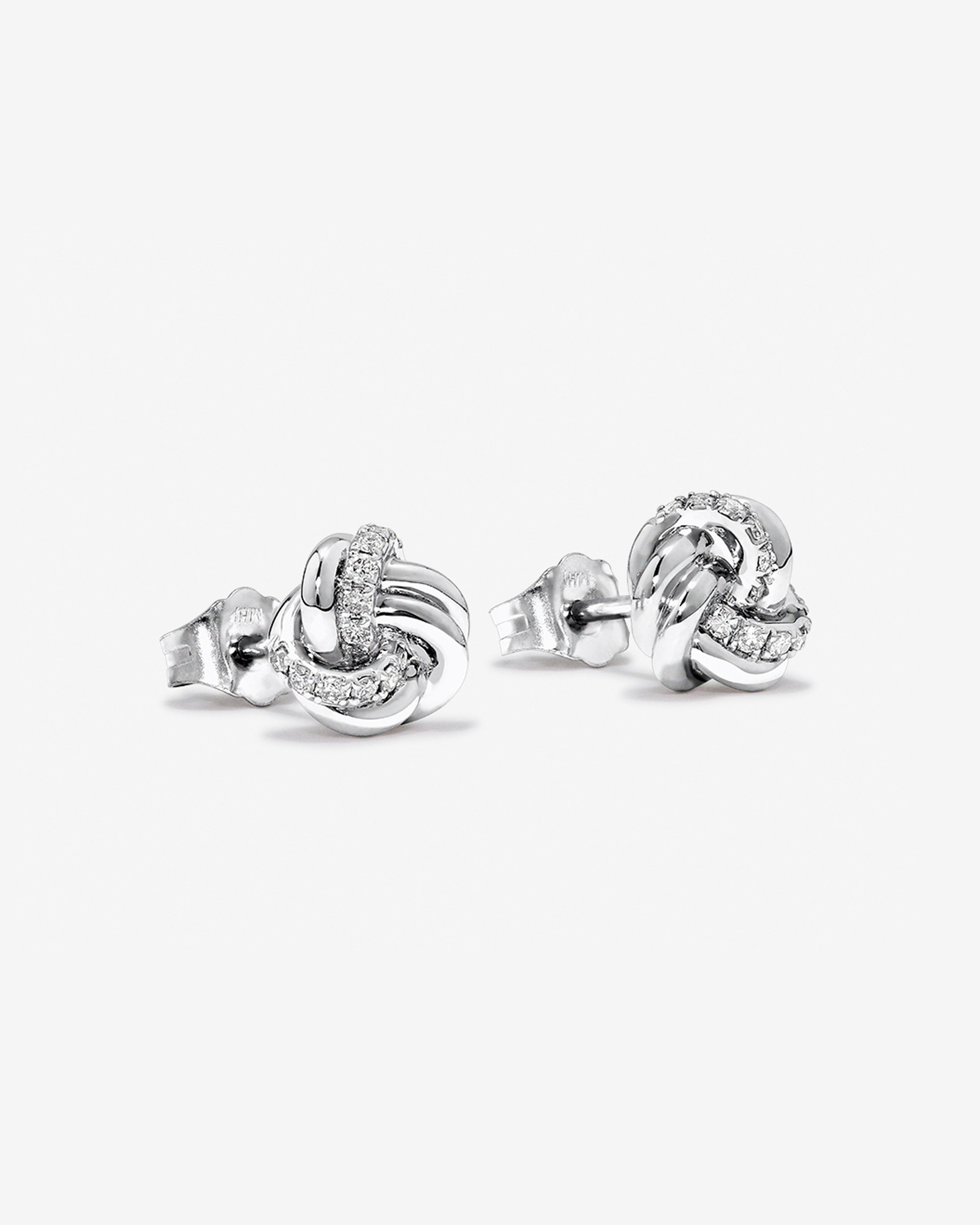 Boucles d’oreilles TW Diamond Knots de 0,15 carat en argent sterling
