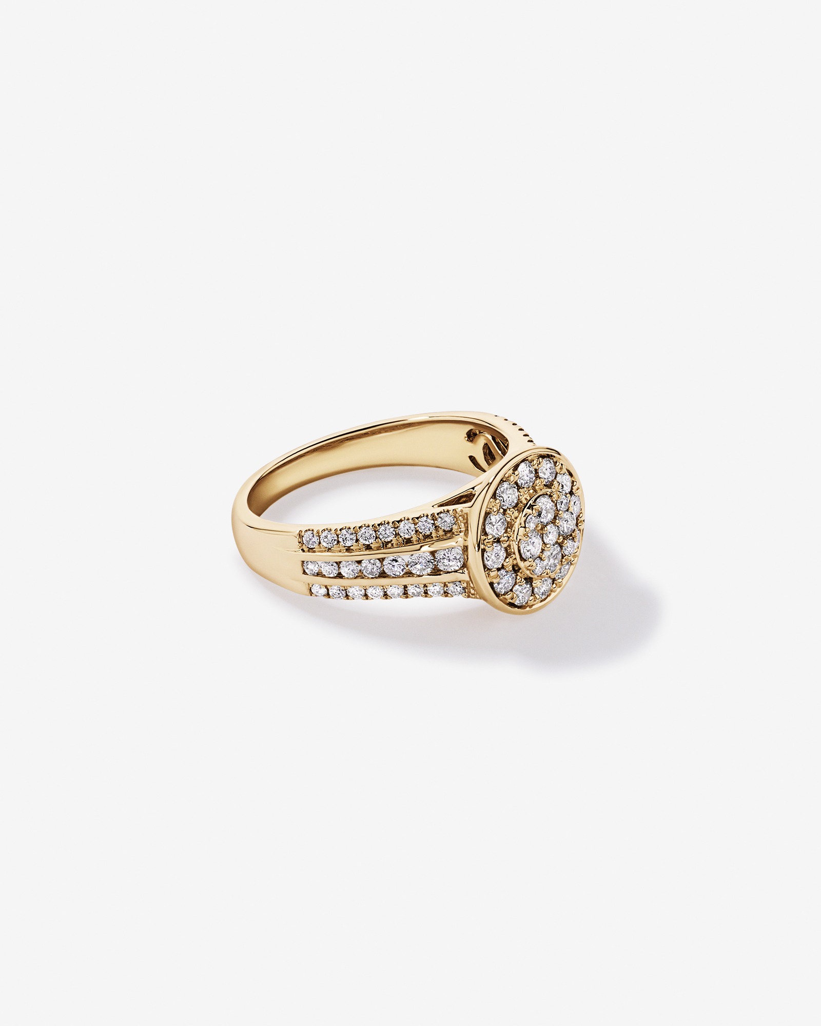 0.85 Carat TW Round Diamond Cluster Ring 10kt Yellow Gold
