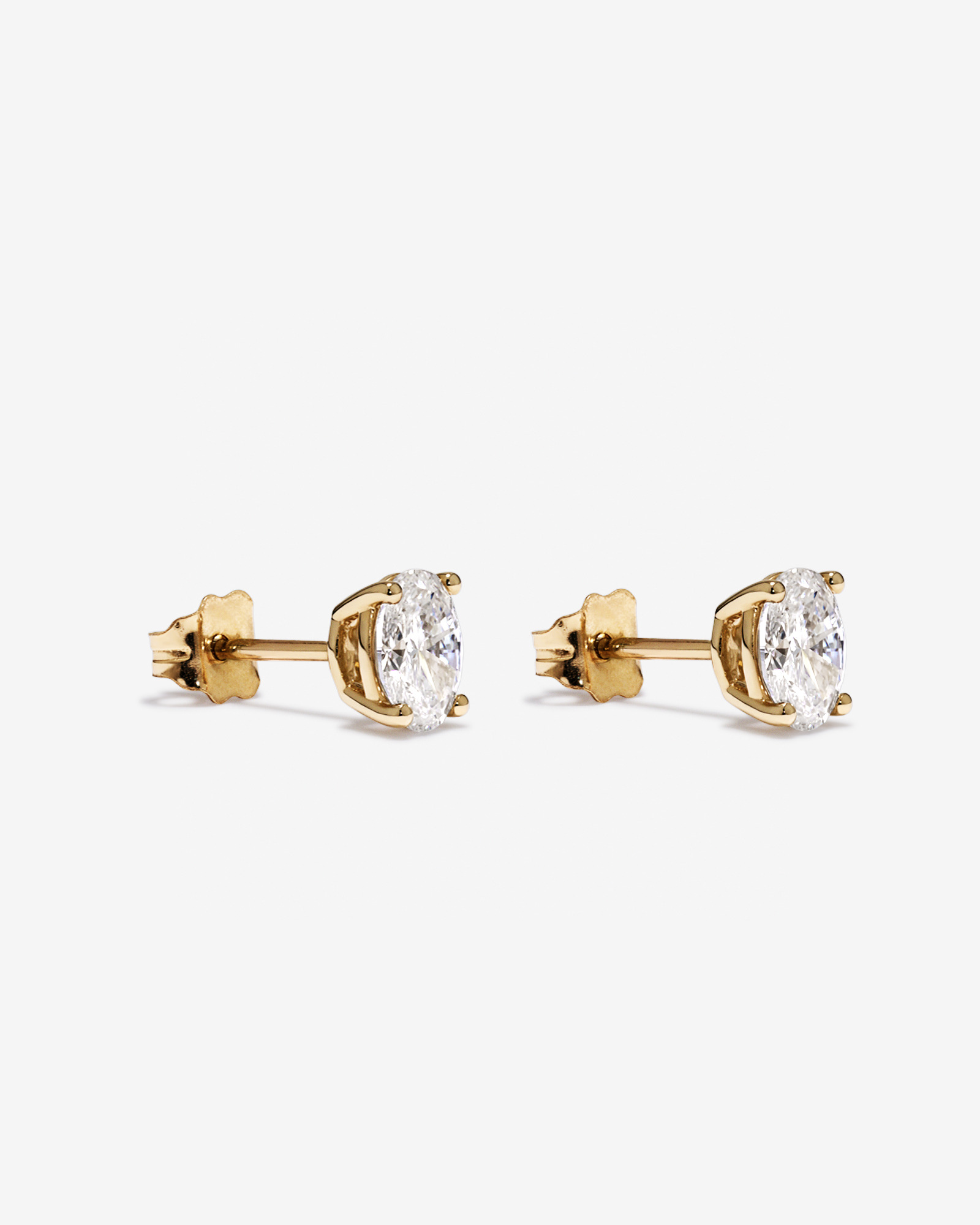 1.00 Carat TW Oval Cut Laboratory-Grown Diamond Solitaire Stud Earrings in 10kt Yellow Gold