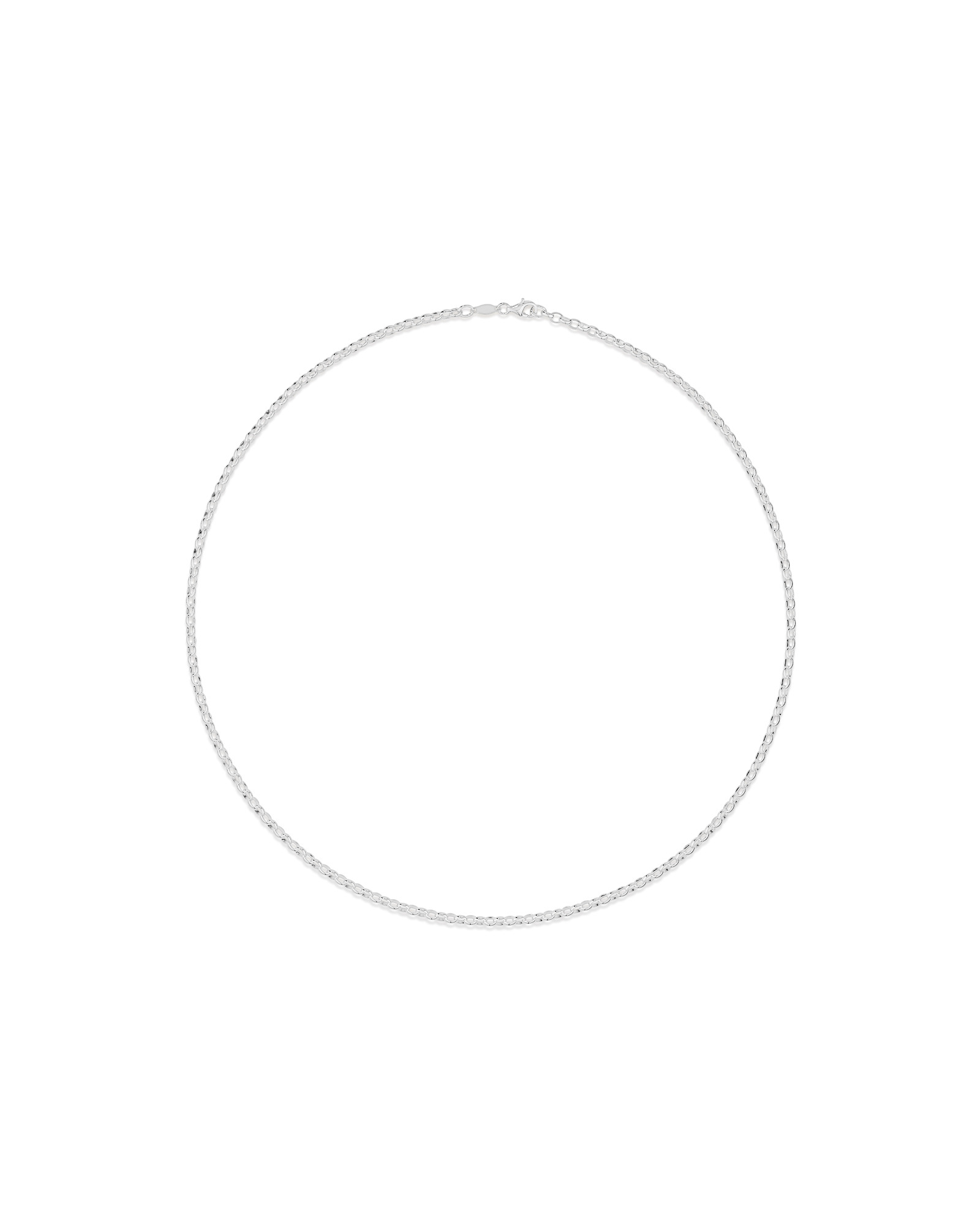 55cm (22") 3mm-3.5mm Width Oval Belcher Chain in Sterling Silver