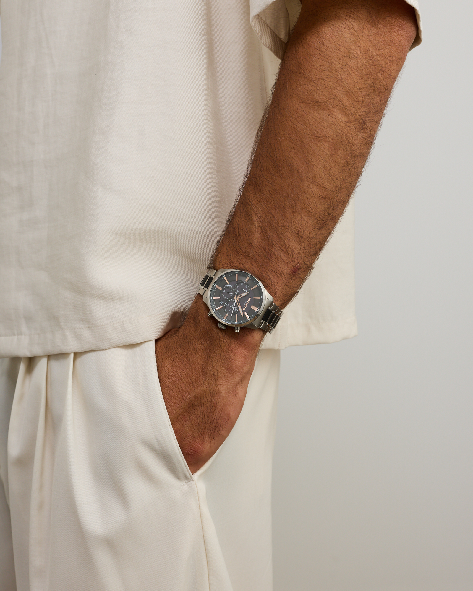 Solar Powered Men's Watch with Black Tone in Stainless Steel
