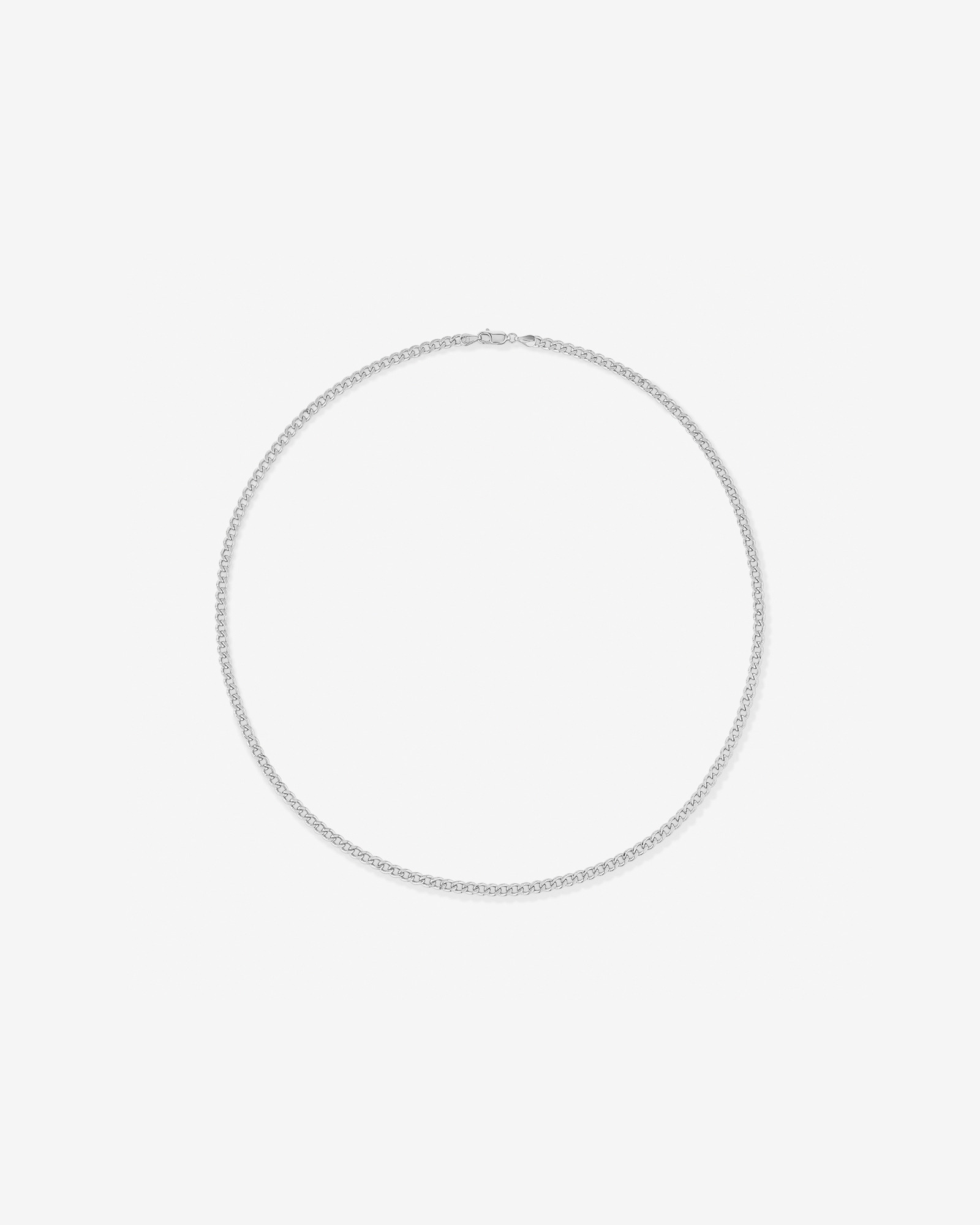 55cm (20") 3.75mm Width Semi Solid Diamond Cut Curb Chain in 10kt White Gold