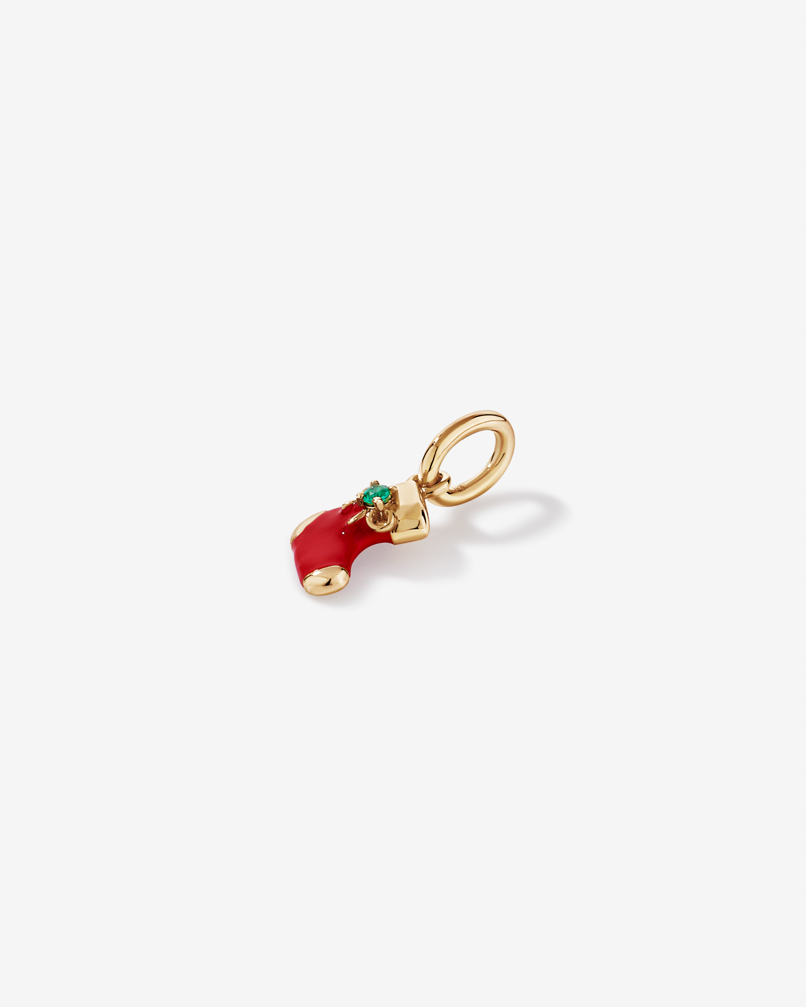 Pendentif de bas de Noël avec émeraude créée en Vermeil en or jaune 18 carats