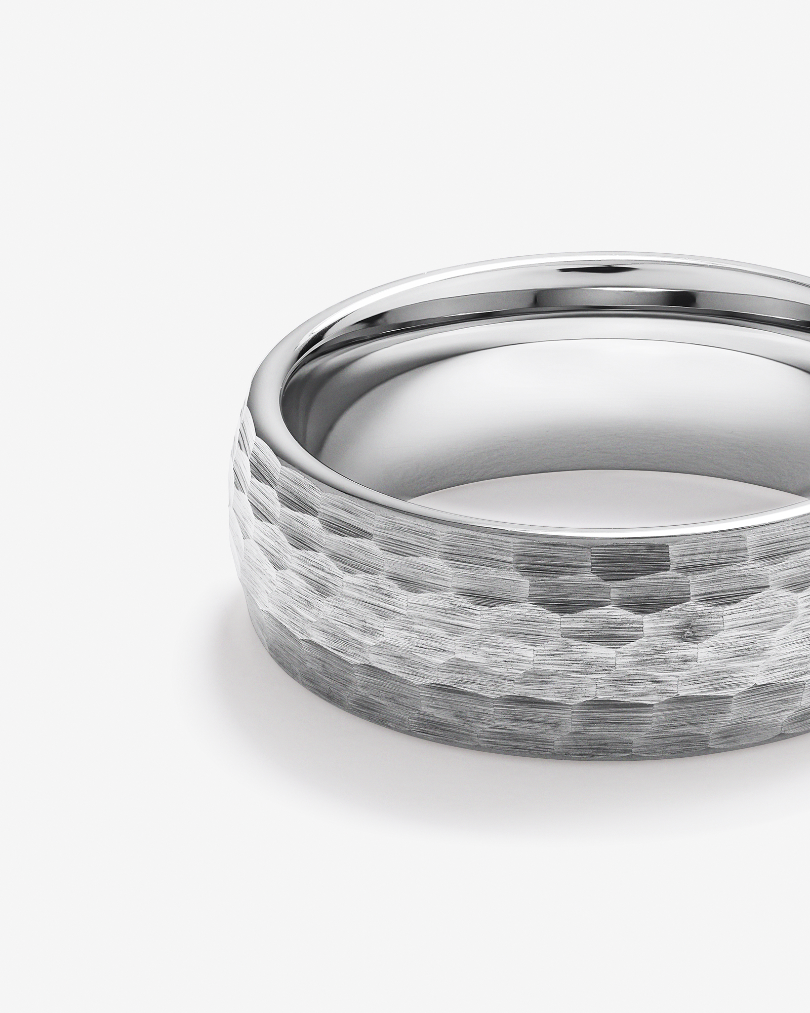 8mm Hammered Wedding Band in Tungsten