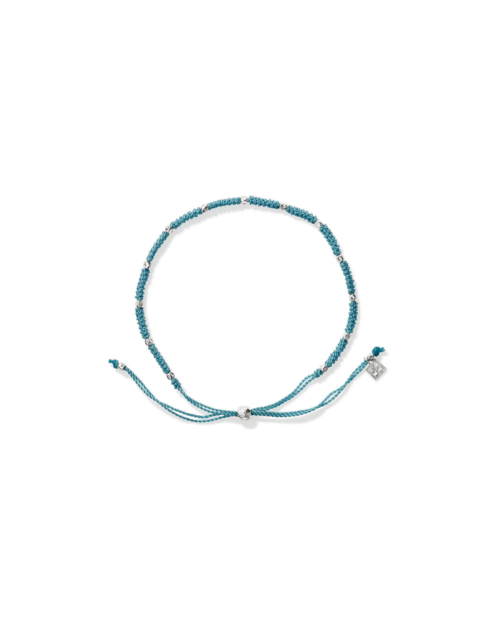 Cool Blue Cord Bead Bracelet in Sterling Silver