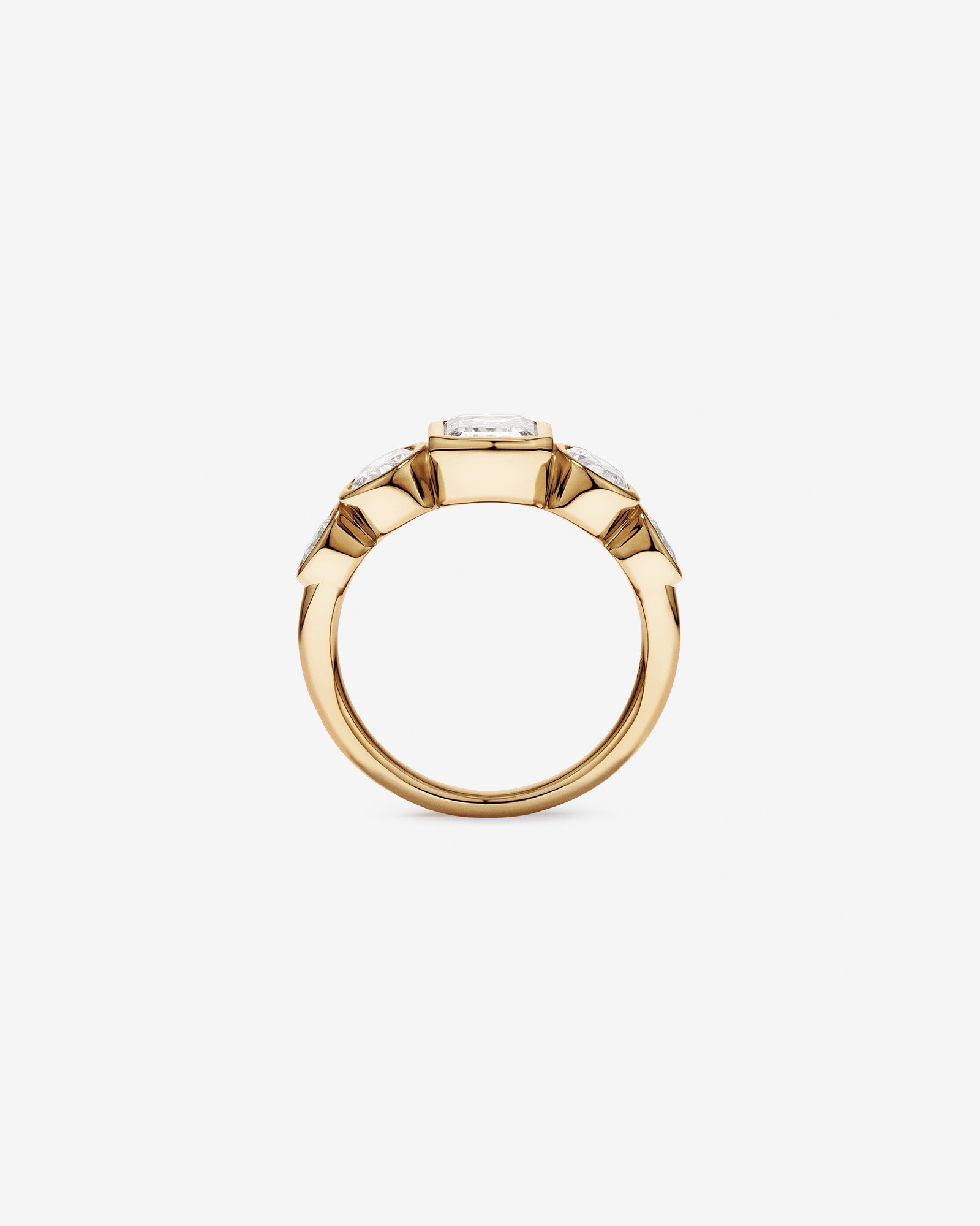 2.90 Carat TW Bezel Set 5 Stone Lab-Grown Diamond Engagement Ring in 14kt Yellow Gold