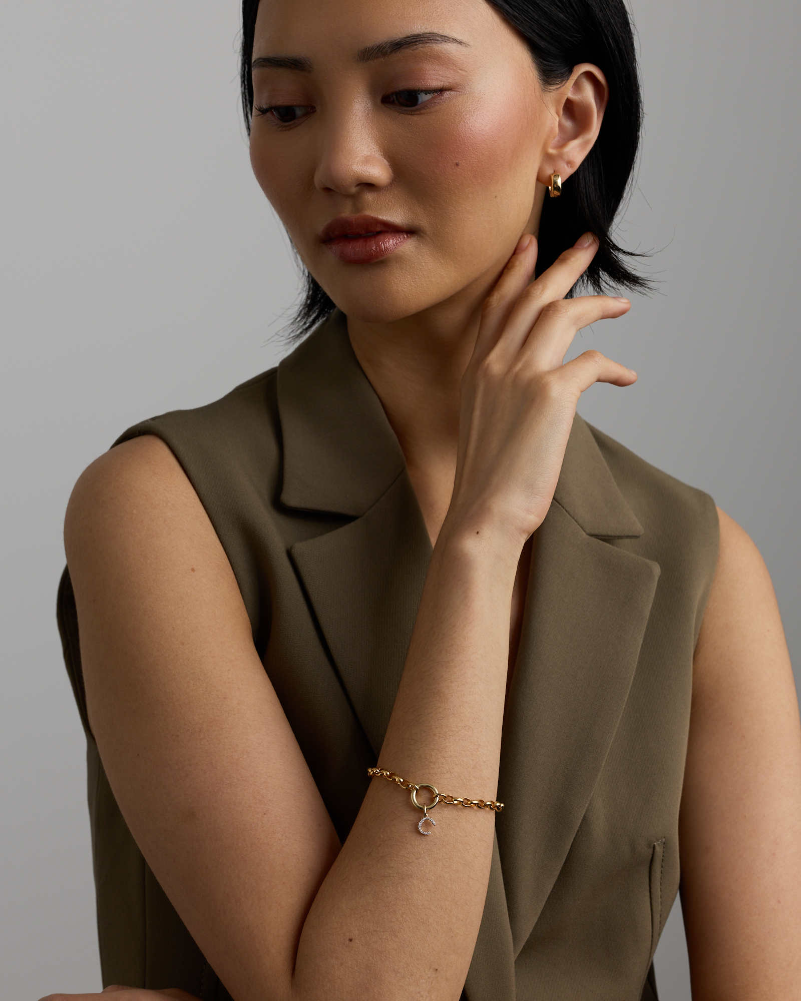 Diamond Letter C Initial Pendant in 10kt Yellow Gold