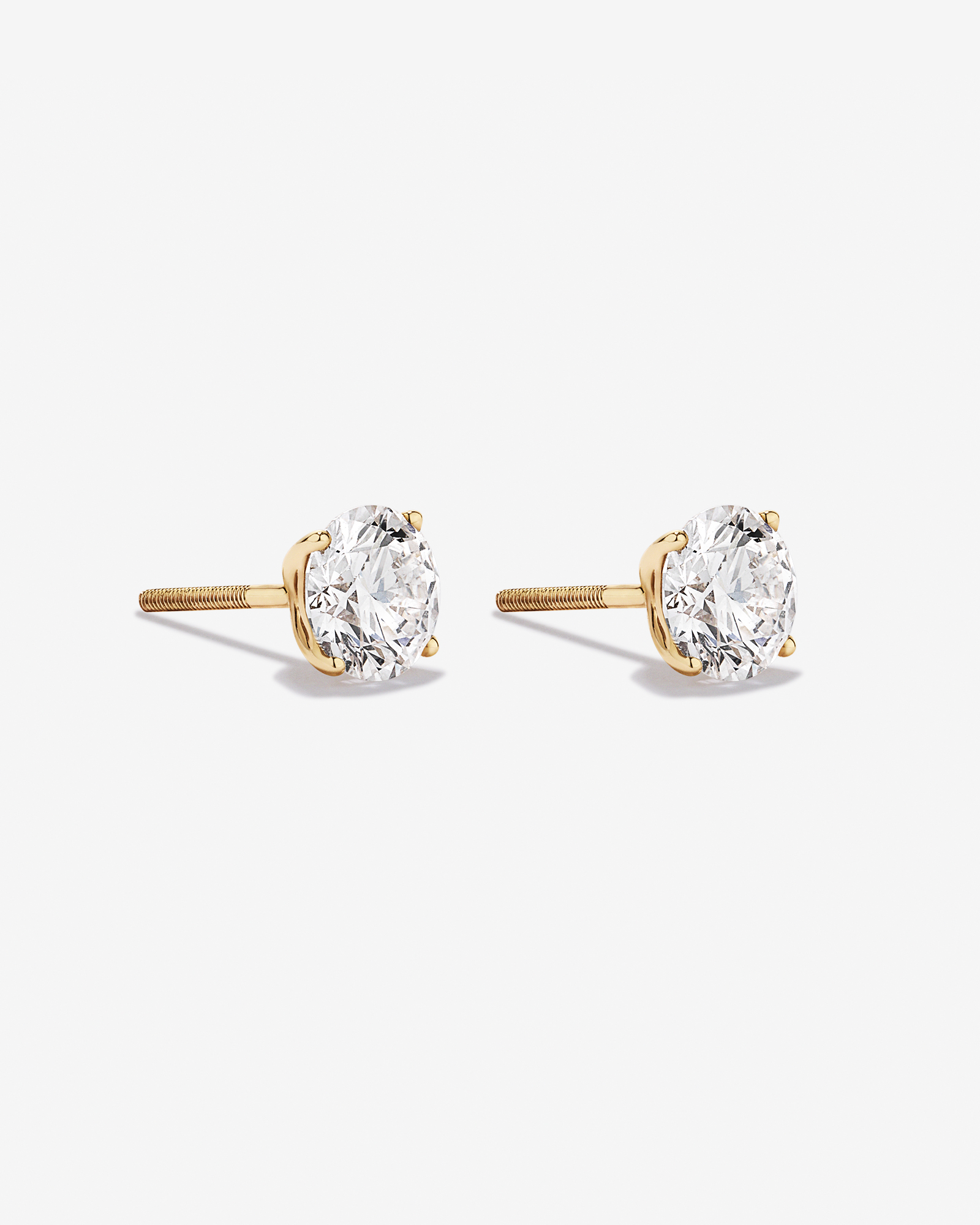 2.00TW Lab Diamond Solitaire Stud Earrings in 10kt Gold