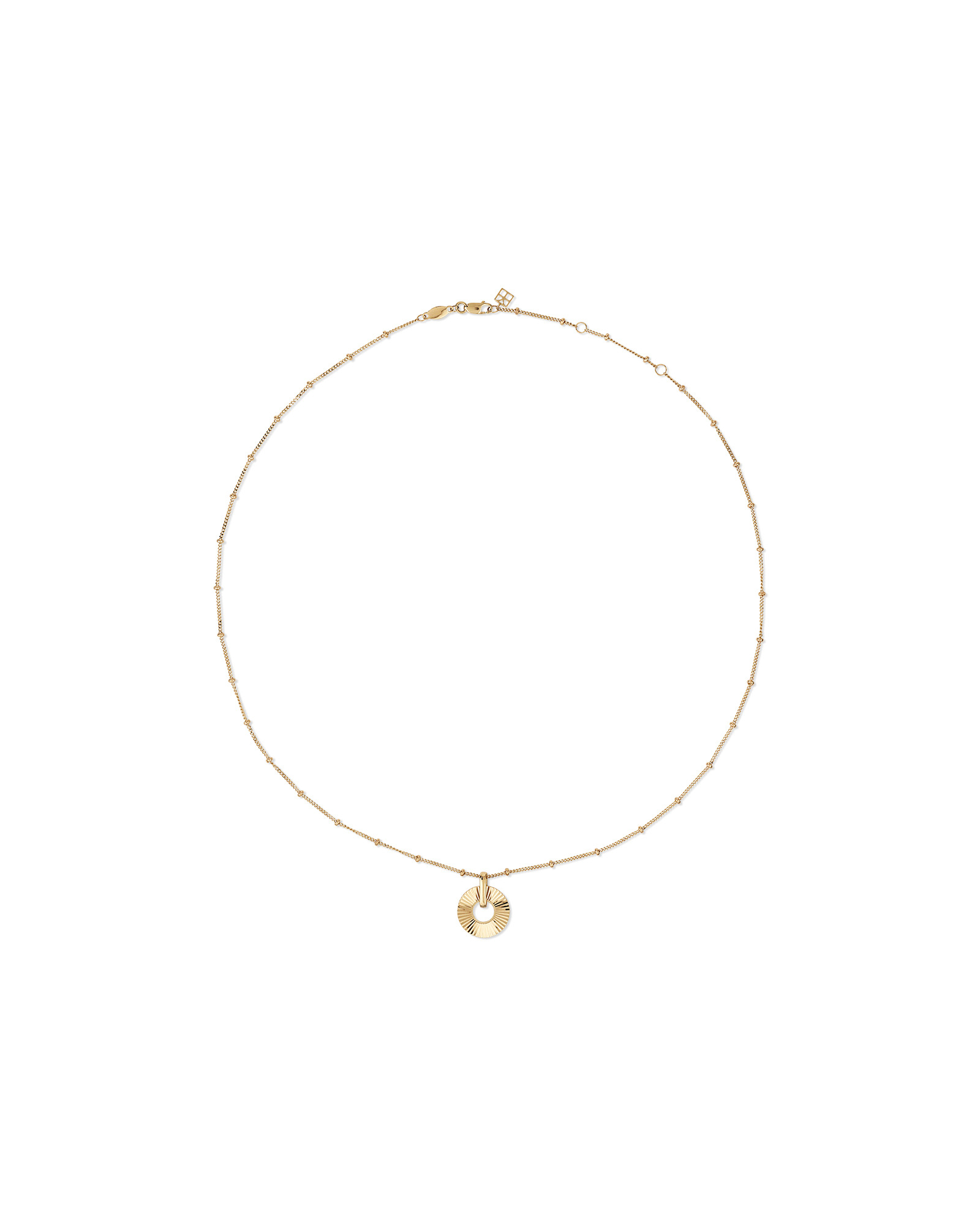 Collier pendentif cercle ouvert Sunray en or jaune 10 kt