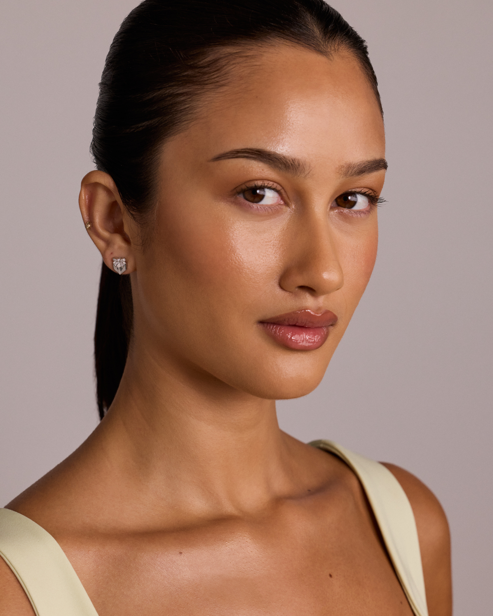 Present Stud Earrings with Cubic Zirconia in Sterling Silver