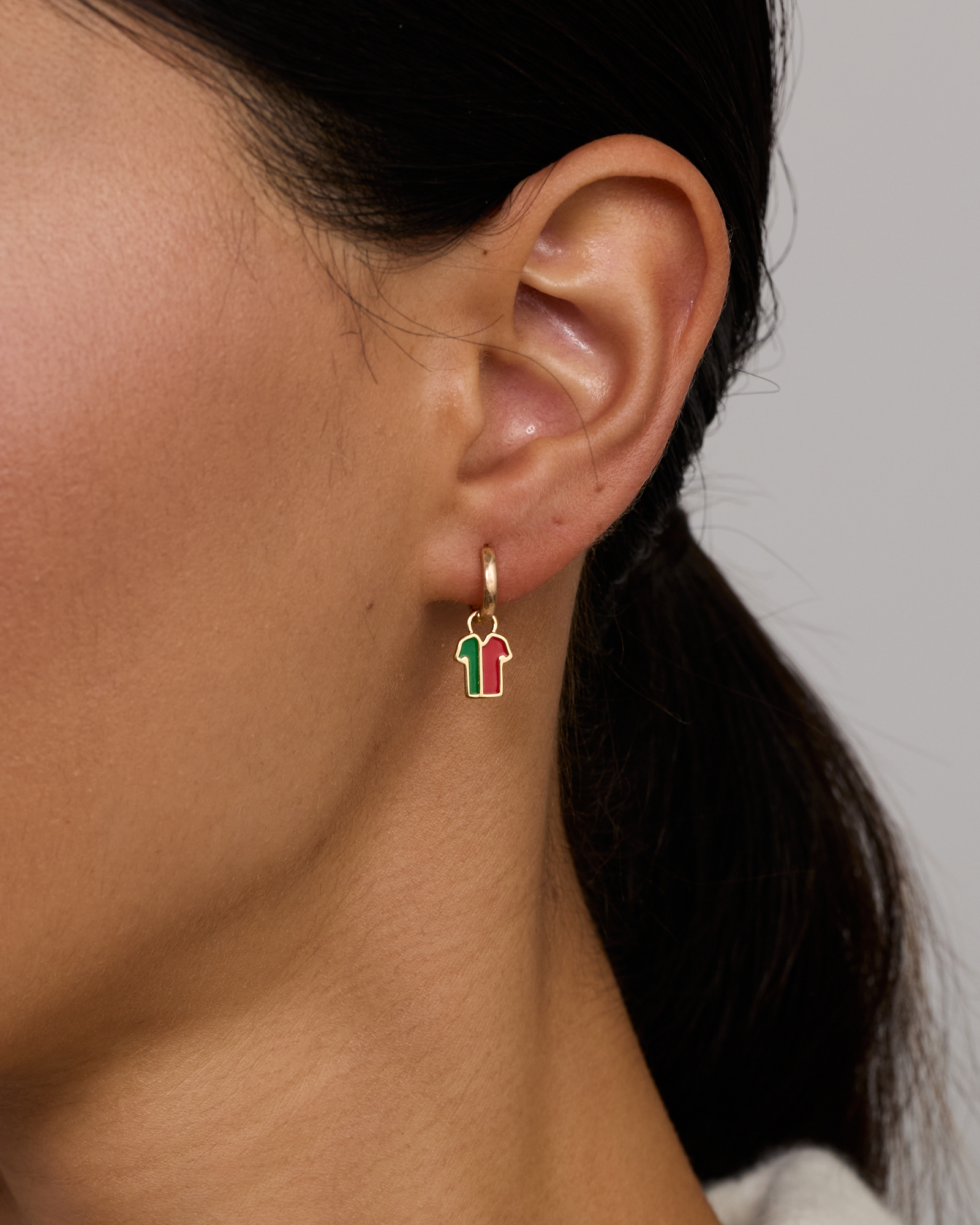Portugal Jersey Earring Charm in 18Kt Vermeil