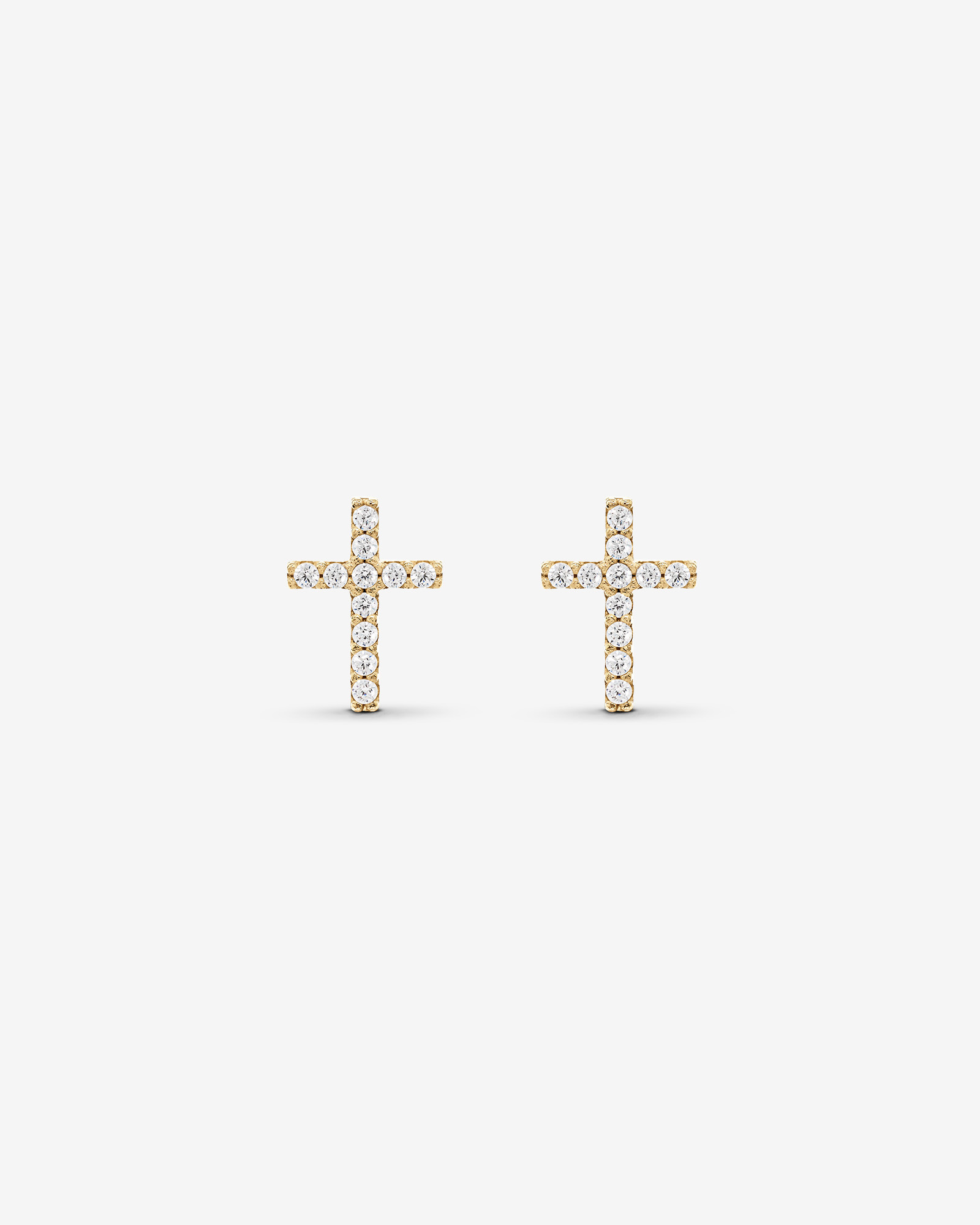 Cubic Zirconia Cross Stud Earrings in 10kt Yellow Gold