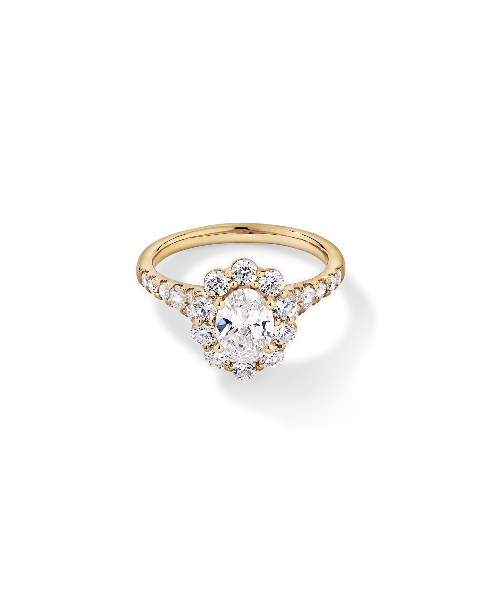 2.15 Carat TW Oval Halo Laboratory-Grown Diamond Ring 14kt Yellow Gold