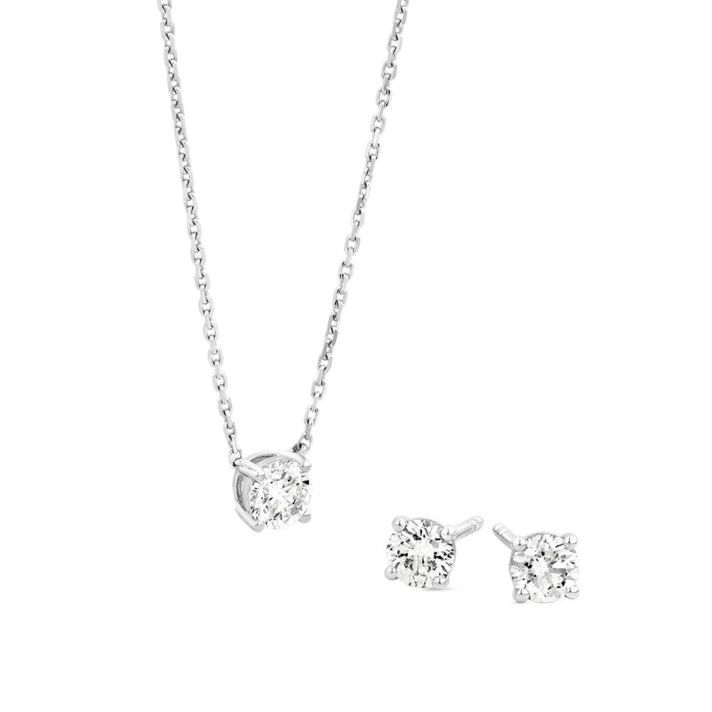 Boucles d’oreilles et pendentif en diamant cultivés en laboratoire de 0,60 carat TW serties en or blanc 10 carats