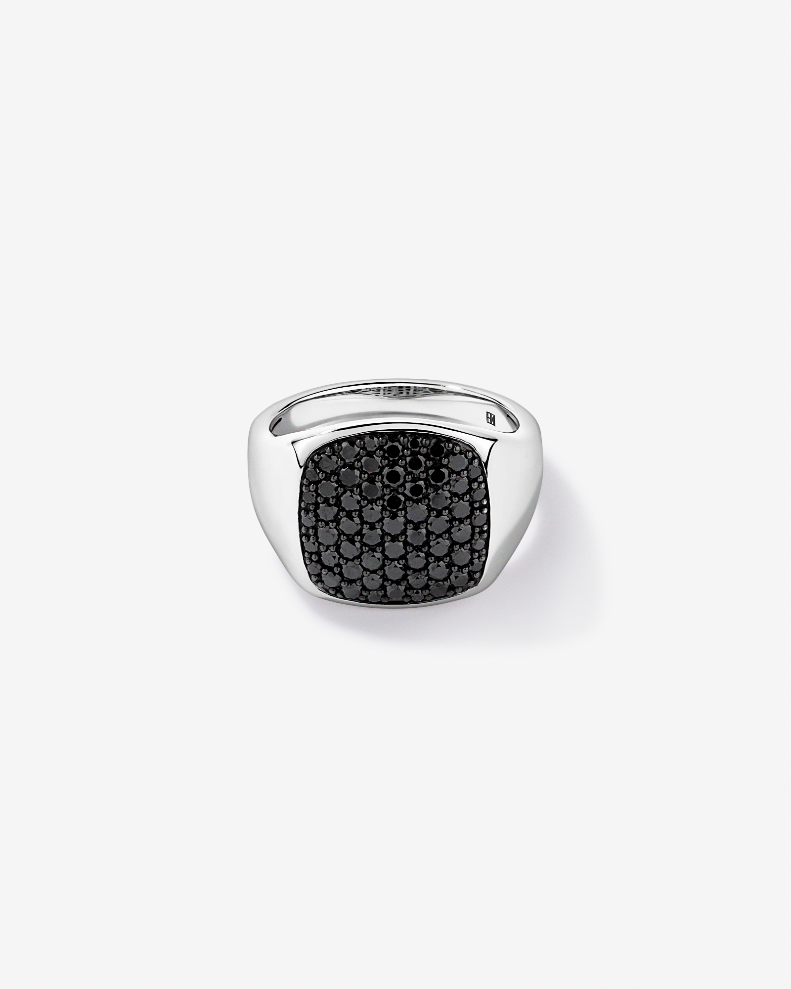 1.50TDW Black Diamond Pavé Signet Ring in Sterling Silver