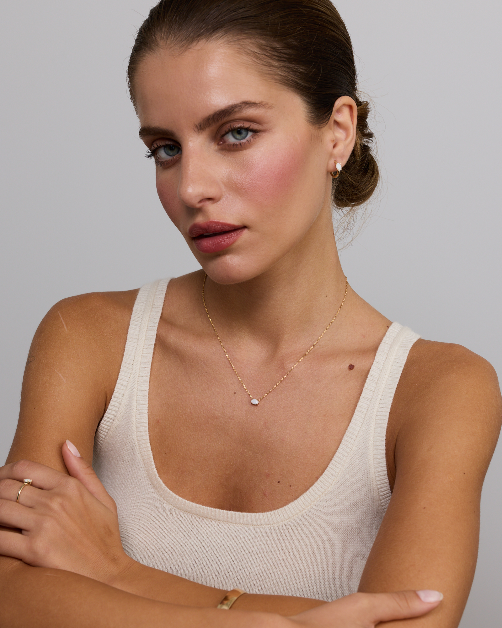 Australian Opal East-West Necklace in 10kt Yellow Gold