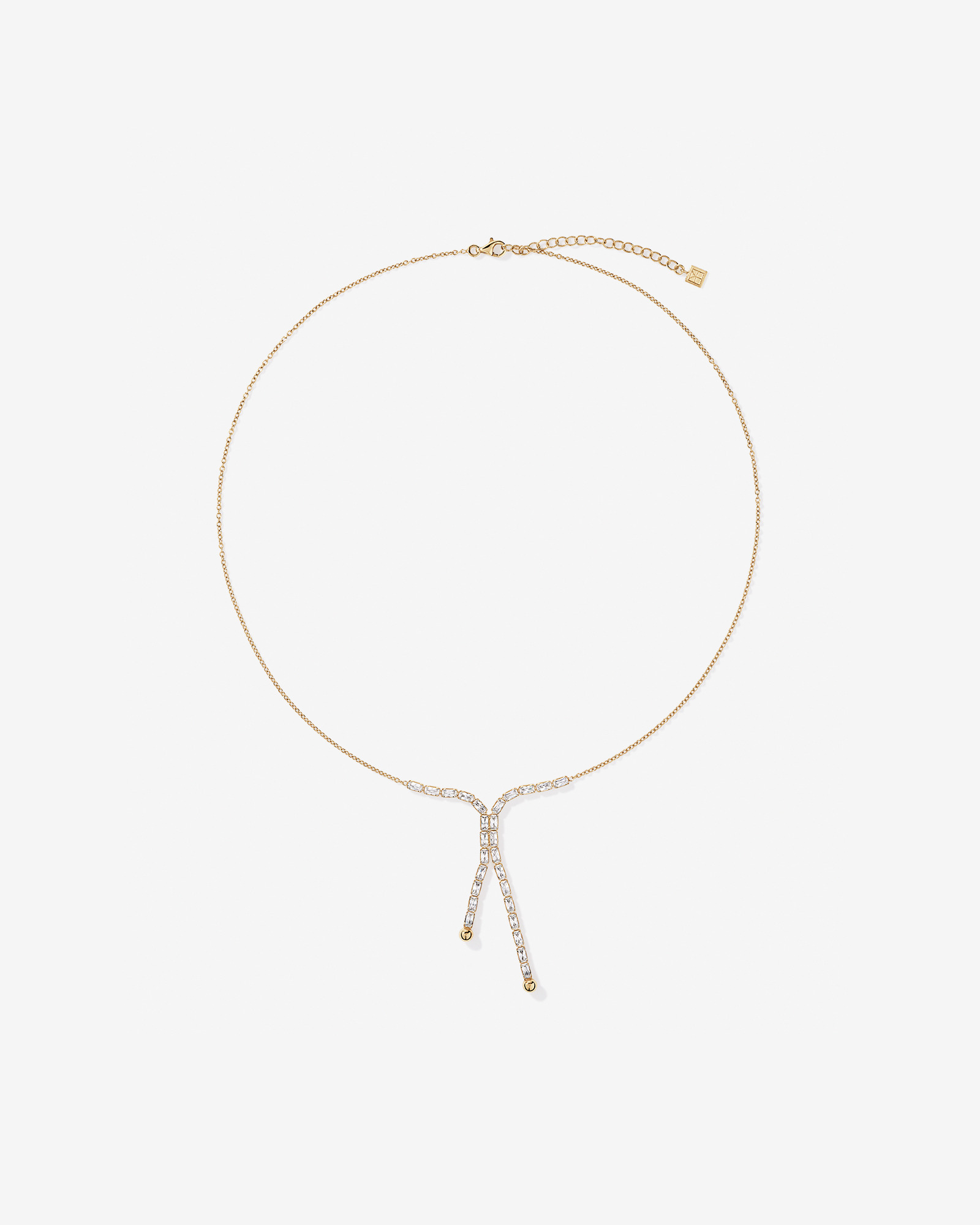 Collier de lariat de tennis en zircone cubique de 50 cm (20") en Vermeil en or jaune 18 kt