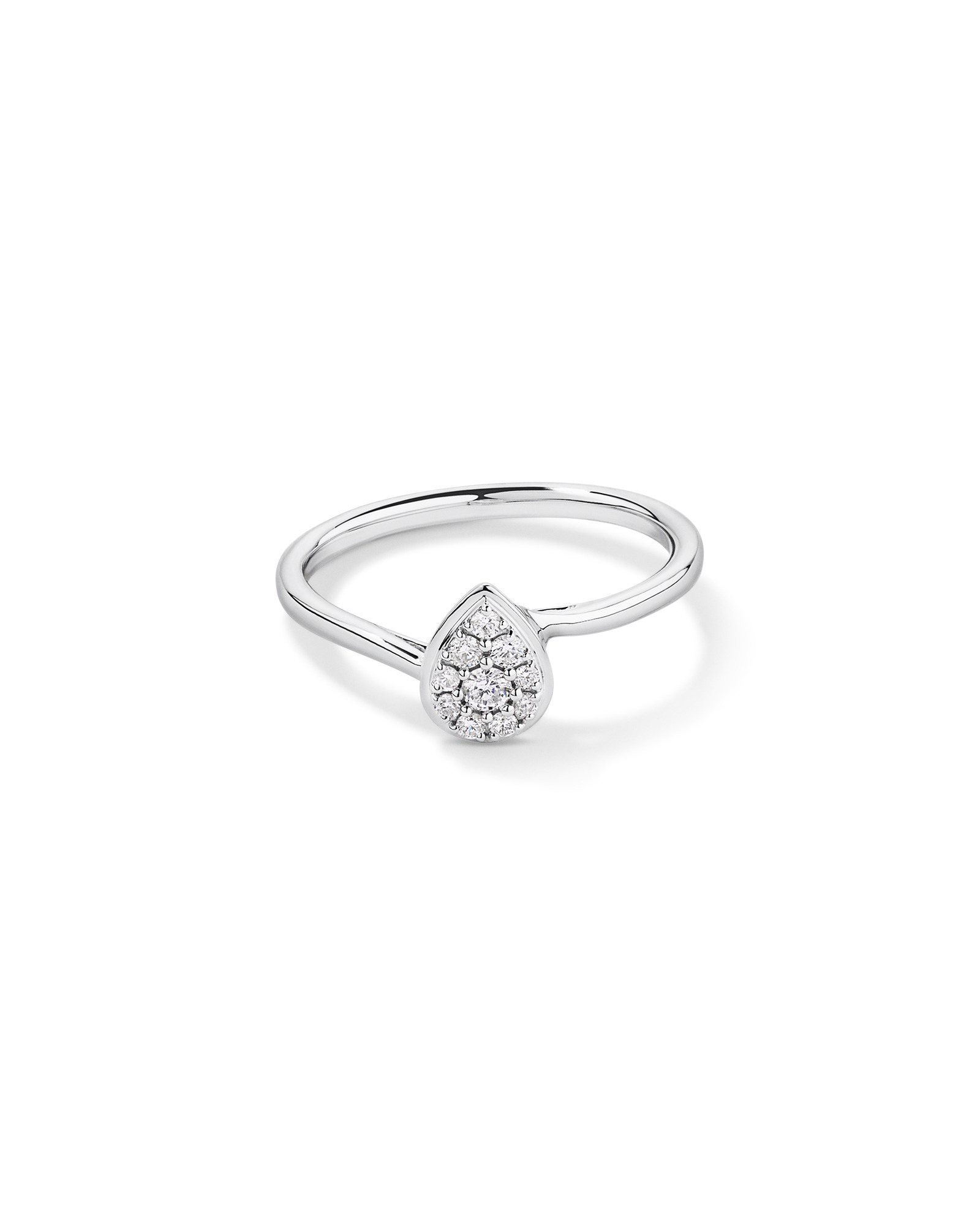 Bague de promesse en forme poire diamant 0,15 TW argent sterling