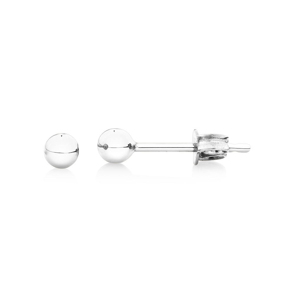 3mm Ball Stud Earrings in 10kt White Gold