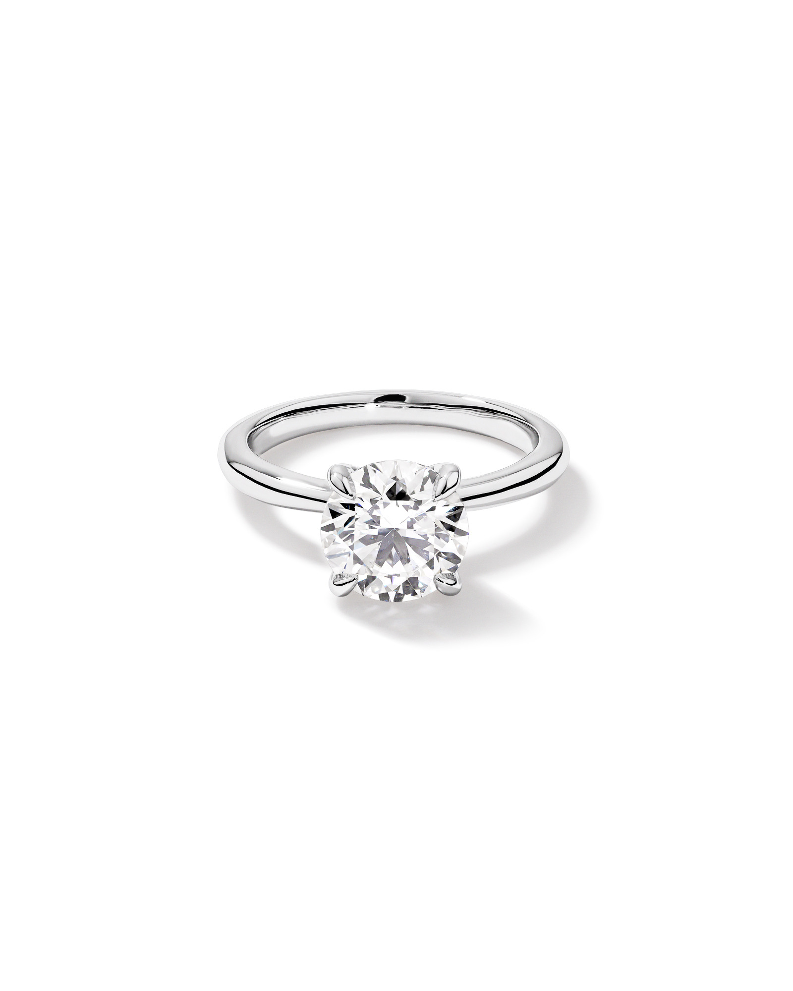 Bague solitaire en or blanc 14 carats avec diamant rond brillant de 2,25 carats cultivé en laboratoire
