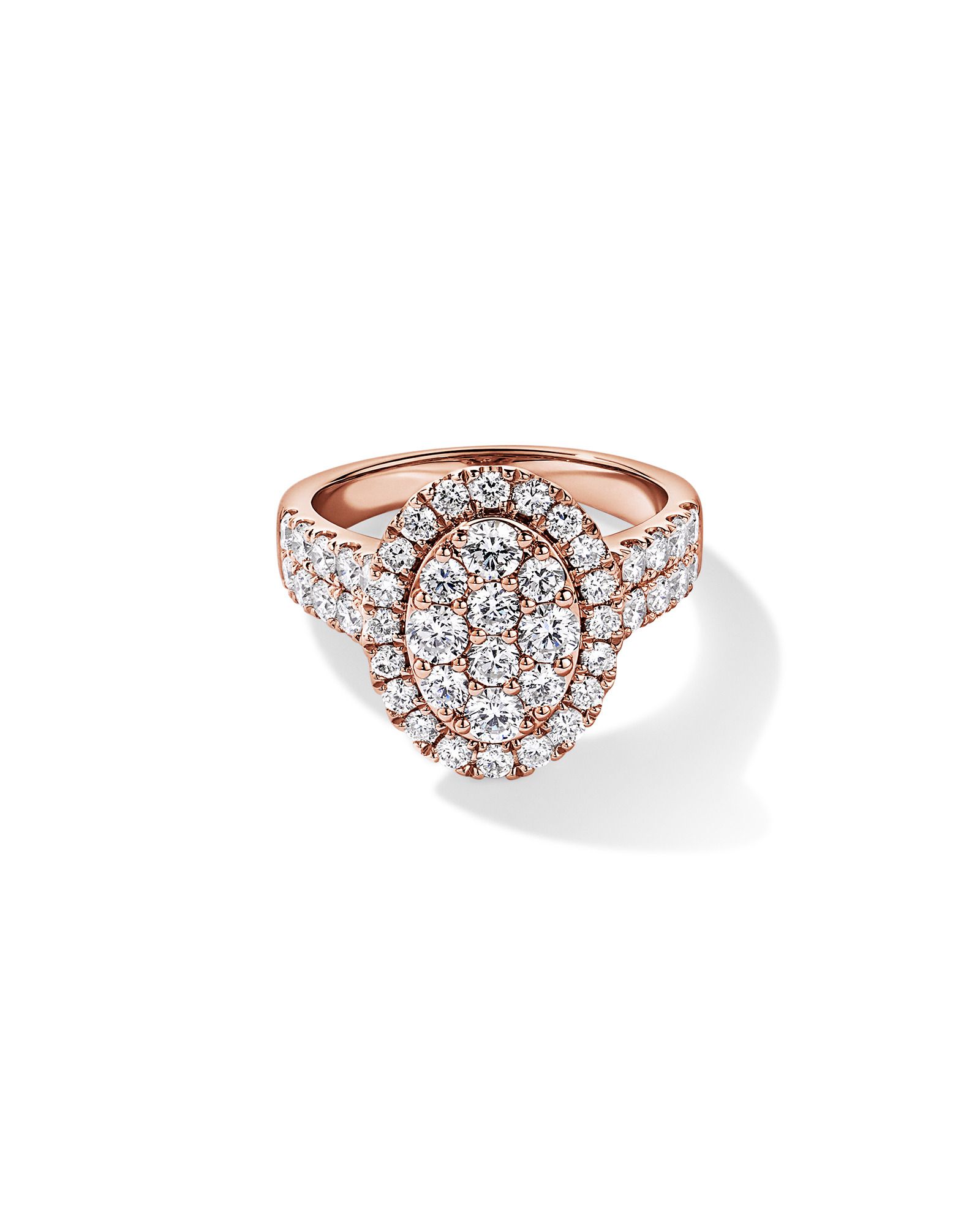 2.00TW Round Brilliant Laboratory-Grown Diamond Cluster Ring 10kt Rose Gold