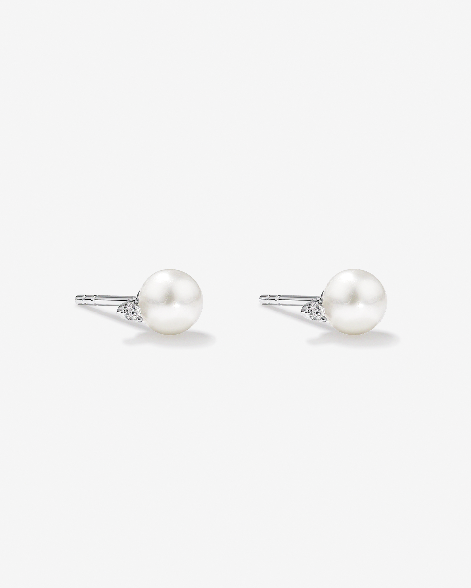 5mm Cultured Freshwater Pearl and Diamond Stud Earrings in Sterling Silver