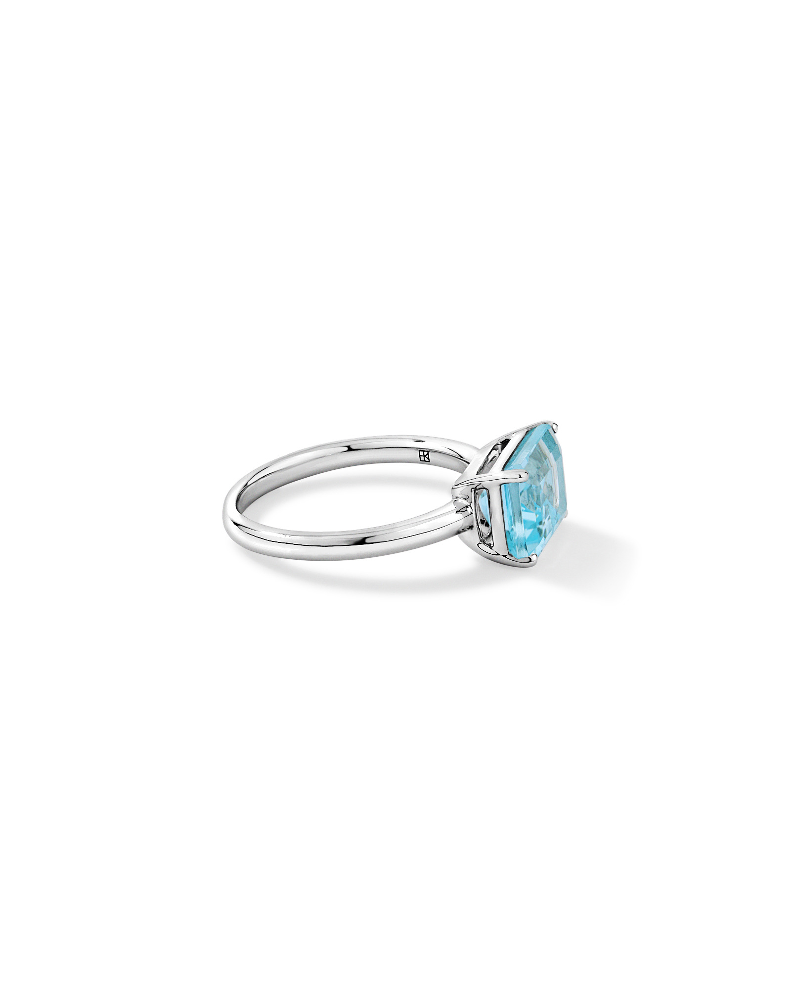 Emerald Cut Sky Blue Topaz East-to-West Set Ring Sterling Silver