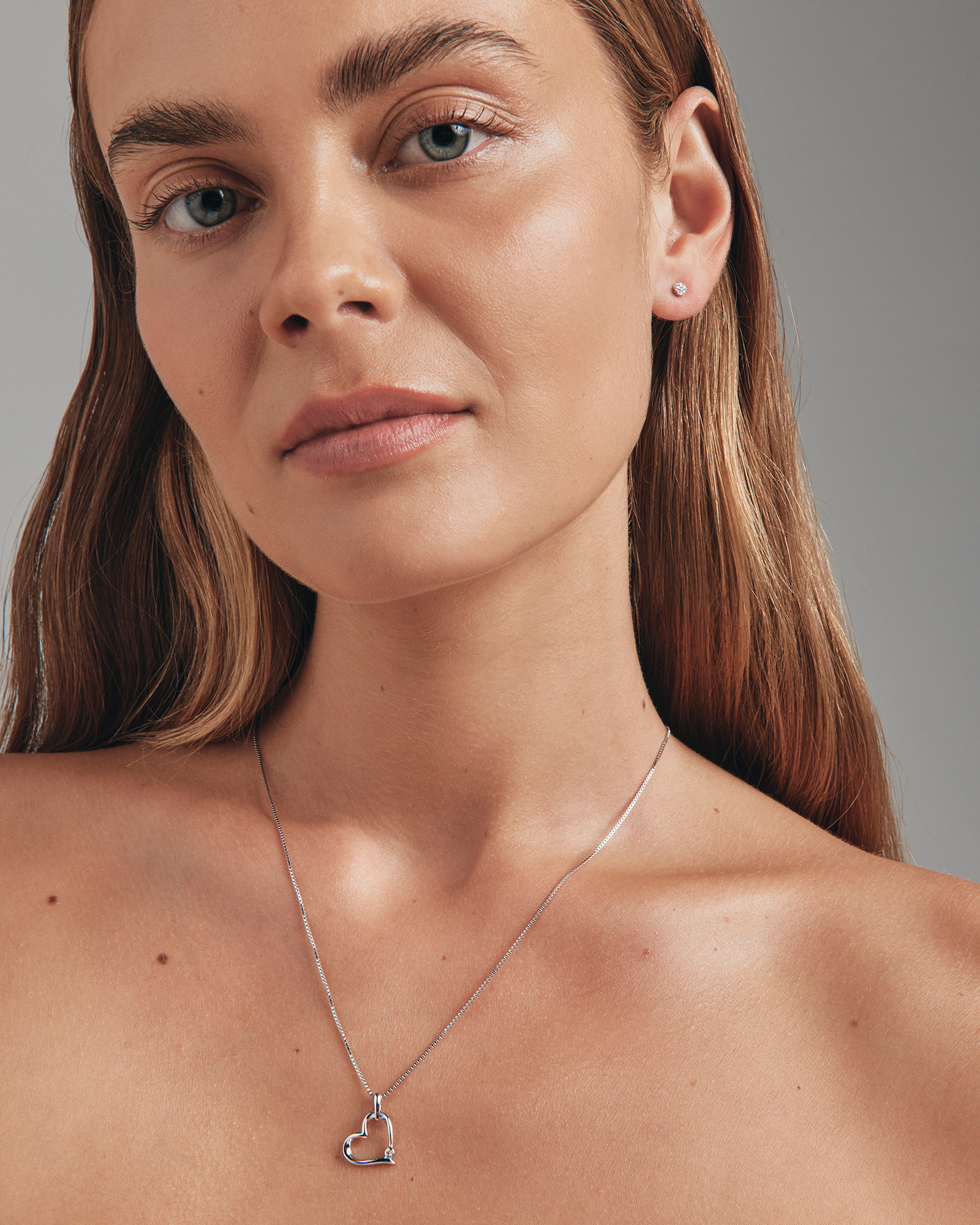 Heart Pendant with Diamond in Sterling Silver