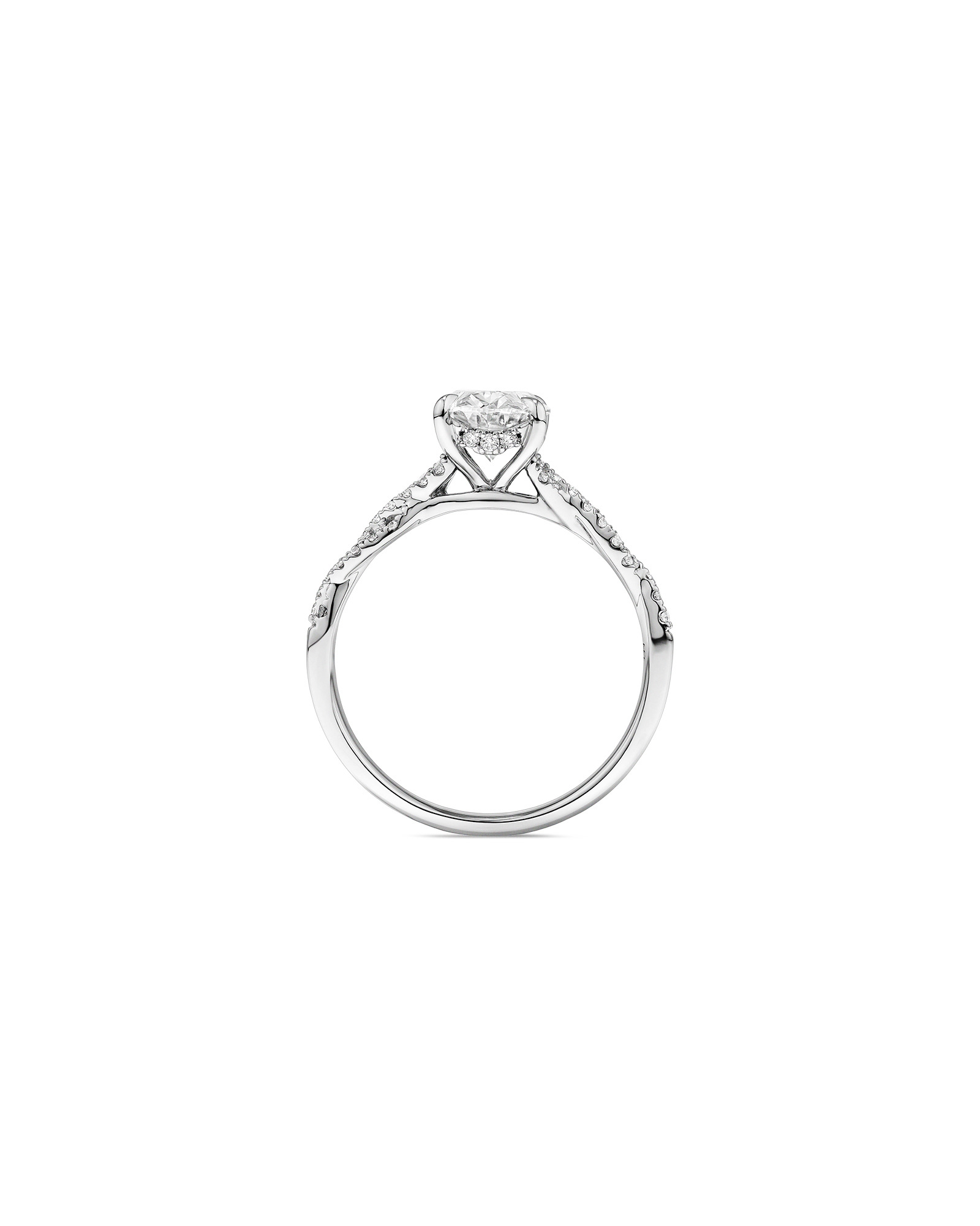 1.70 Carat TW Oval Cut Lab-Grown Diamond Twist Band Engagement Ring 14kt White Gold