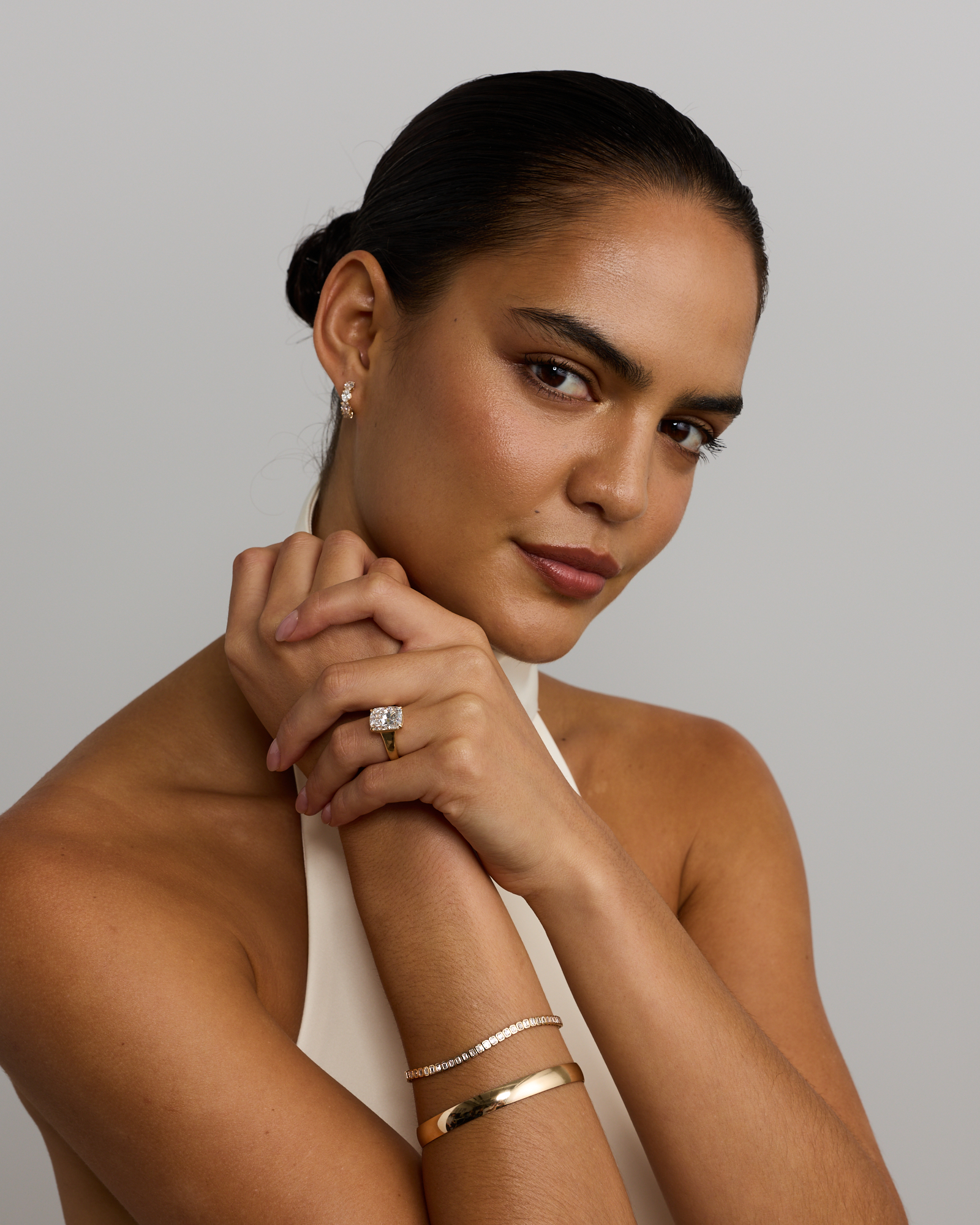 5.00 Carat Laboratory-Grown Elongated Cushion Diamond Solitaire Four Claw with Low Set Bezel Engagement Ring 14kt Yellow Gold