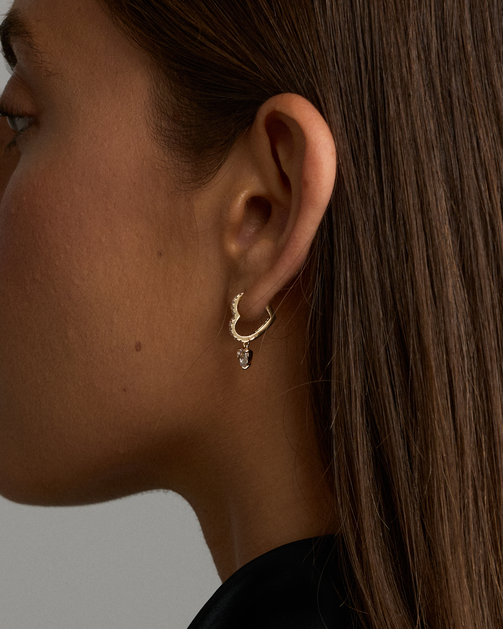 1.19 Carat Laboratory-Grown Diamond Heart Drop Earrings  in 10kt Yellow Gold