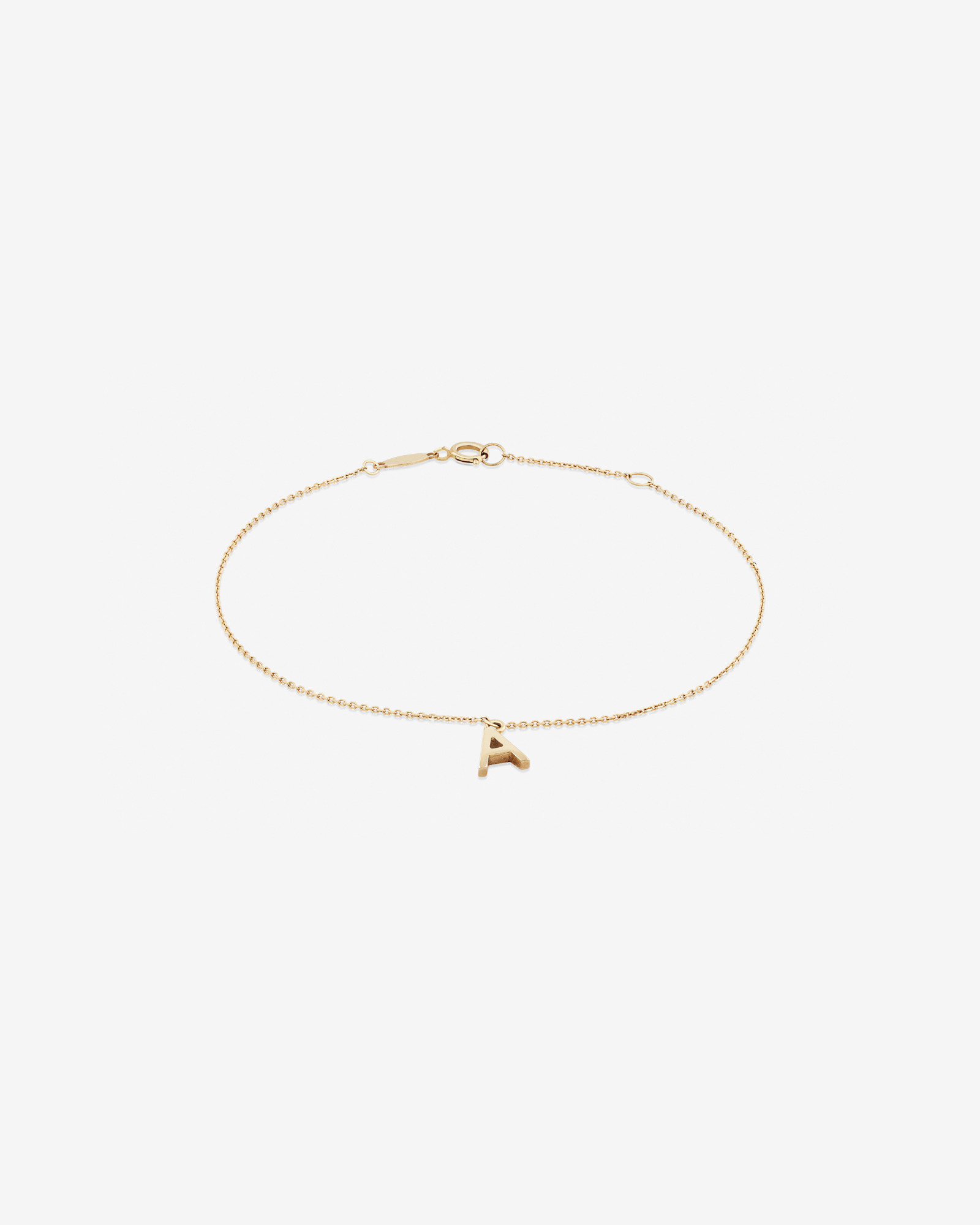 19cm (7.5") A Initial Bracelet in 10kt Yellow Gold