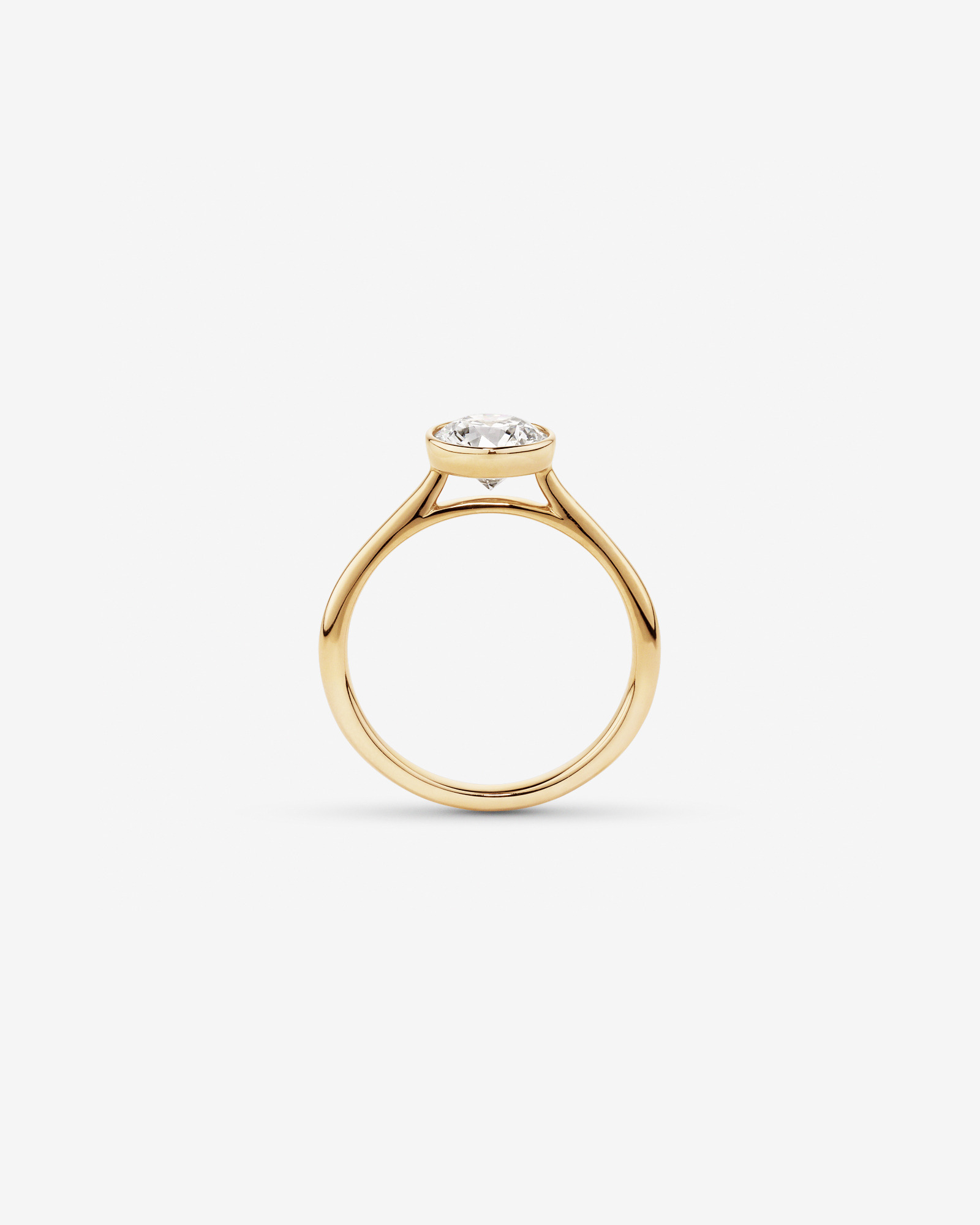 1.25 Carat TW Round Brilliant Laboratory-Grown Diamond Solitaire Bezel Set Engagement Ring 14kt Yellow Gold