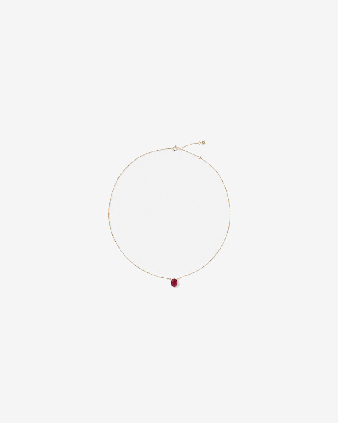 Oval East-West Ruby Necklace in 10kt Yellow Gold